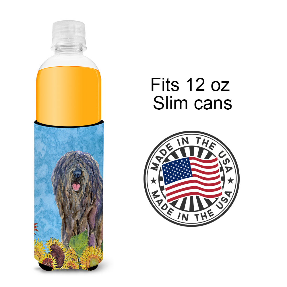 Bergamasco Sheepdog in Summer Flowers Ultra Beverage Insulators for slim cans SS4157MUK.