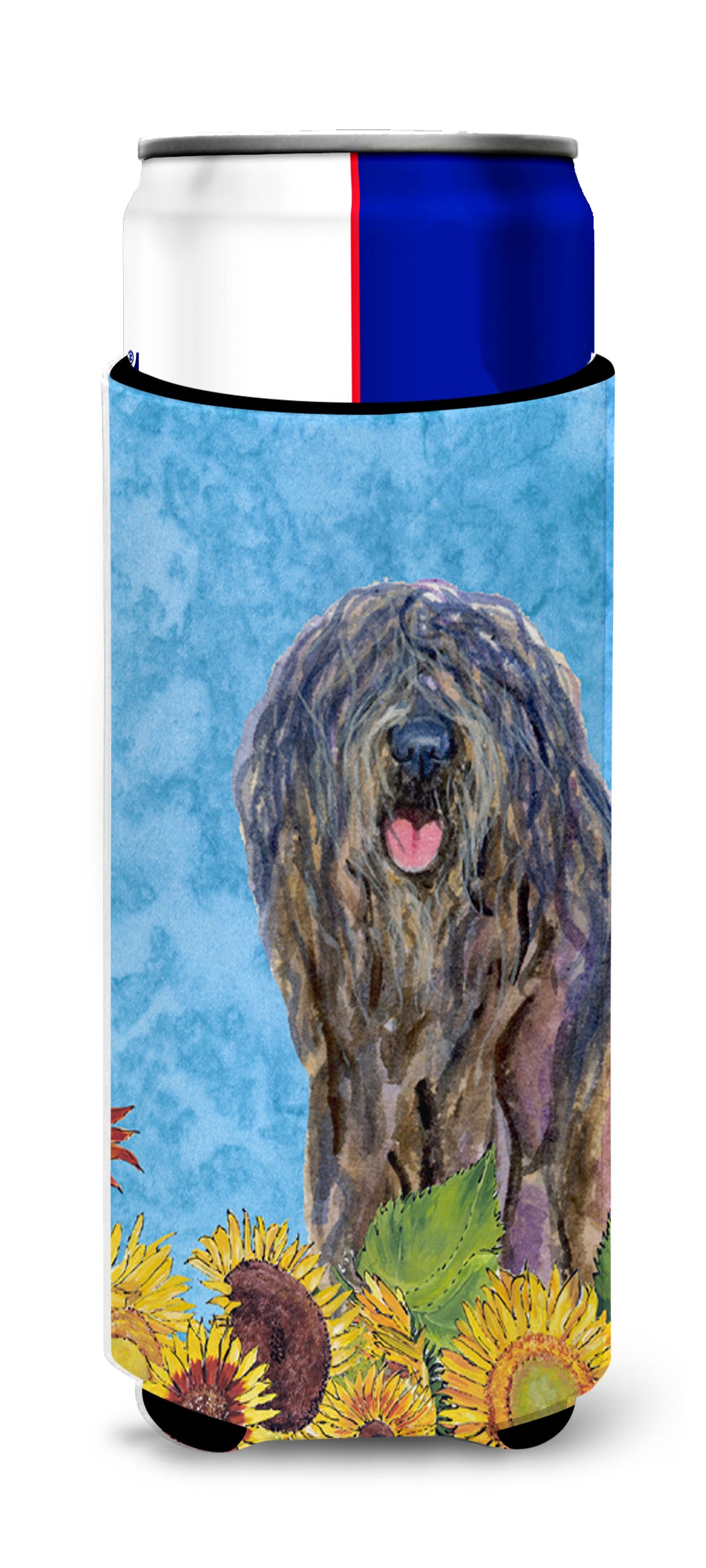 Bergamasco Sheepdog in Summer Flowers Ultra Beverage Insulators for slim cans SS4157MUK.