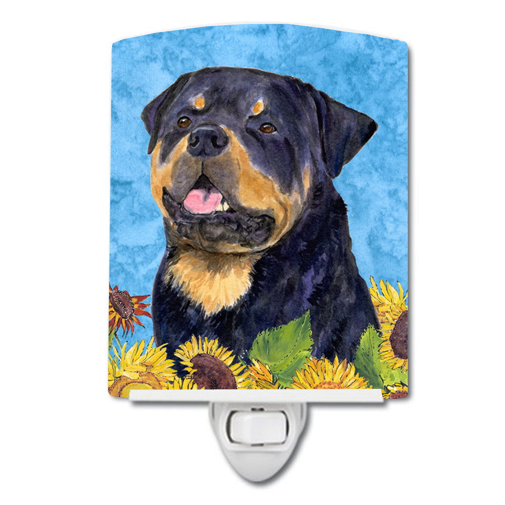 Rottweiler in Summer Flowers Ceramic Night Light SS4158CNL - the-store.com