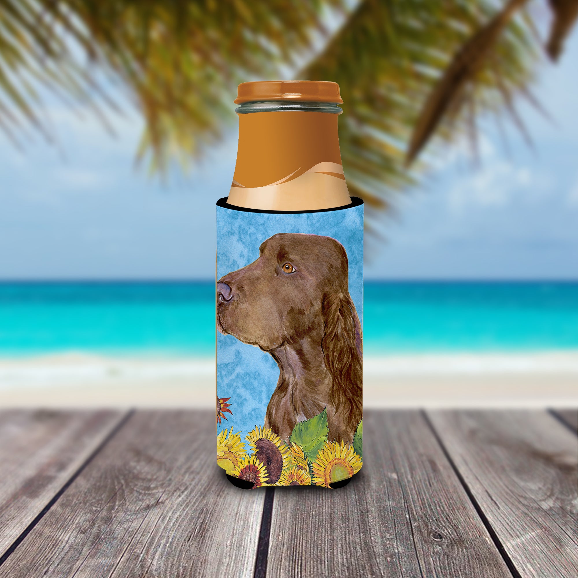 Field Spaniel in Summer Flowers Ultra Beverage Insulators for slim cans SS4159MUK.