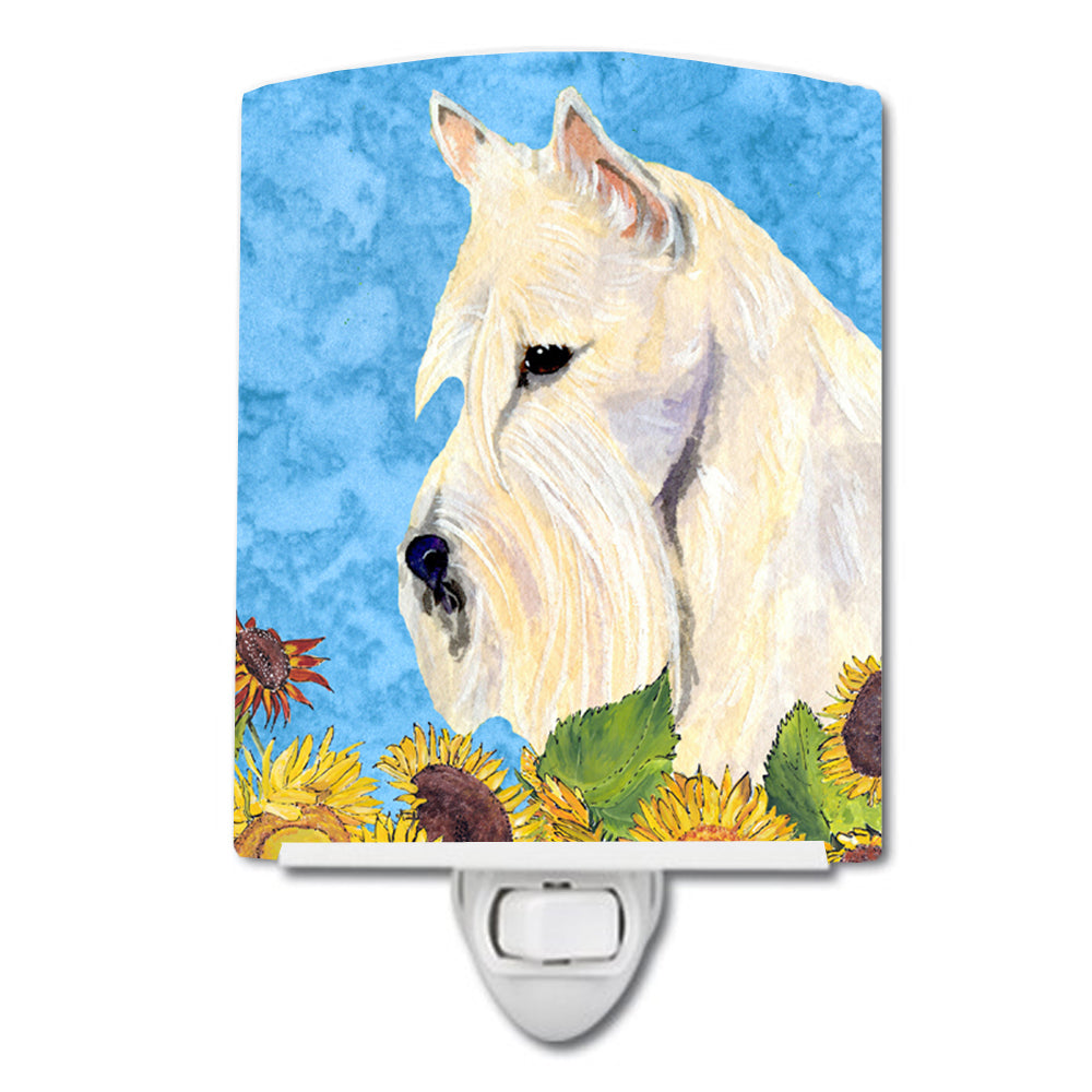 Scottish Terrier in Summer Flowers Ceramic Night Light SS4164CNL - the-store.com