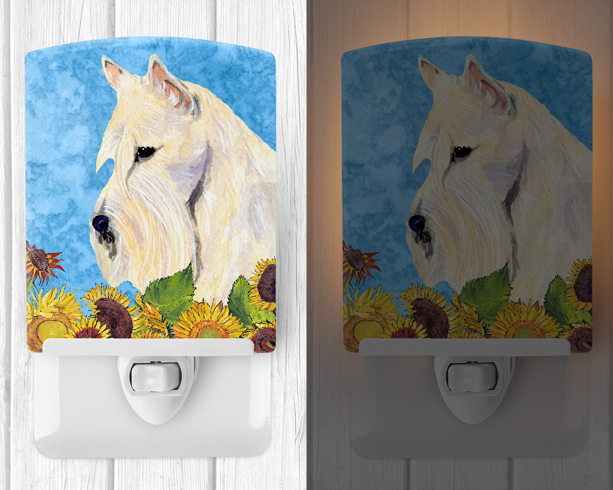 Scottish Terrier in Summer Flowers Ceramic Night Light SS4164CNL - the-store.com