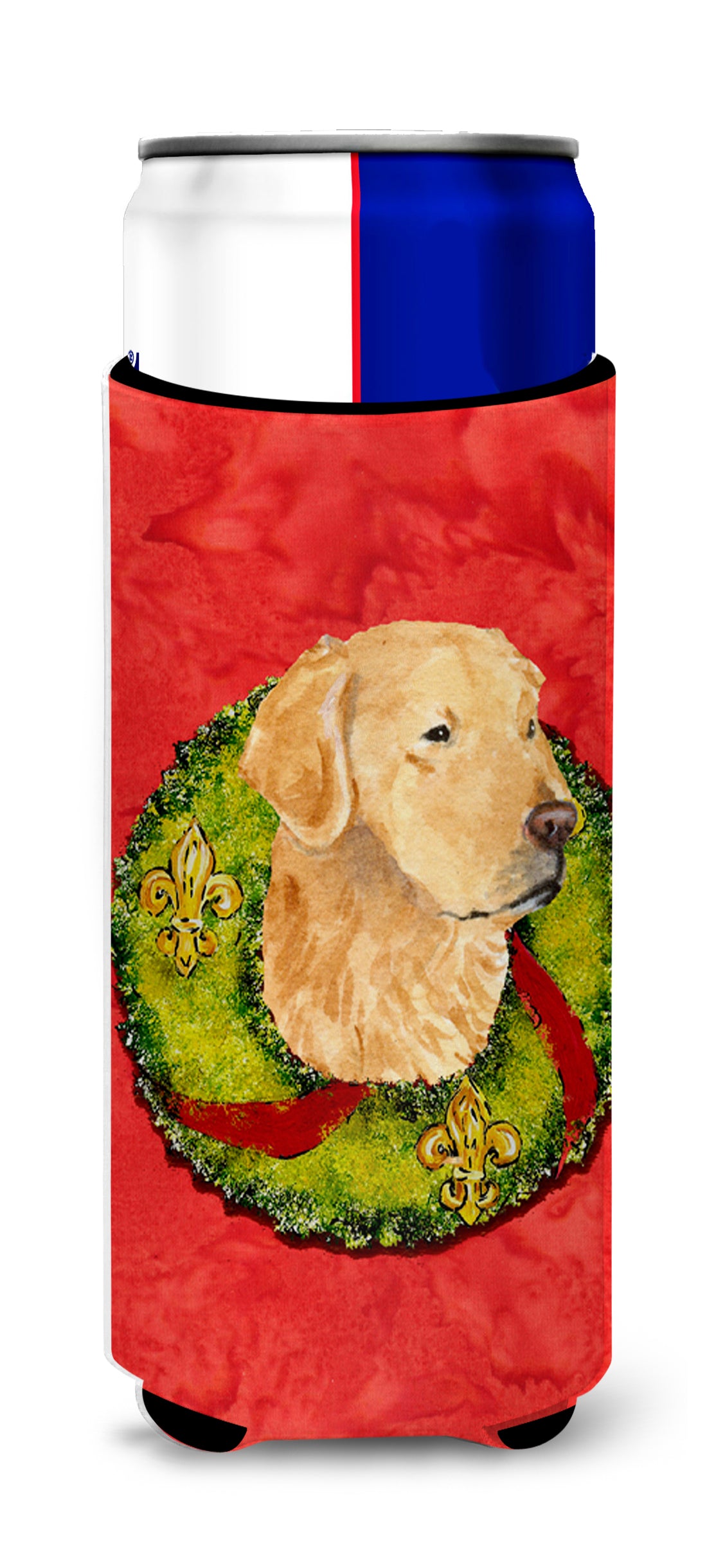 Golden Retriever Cristmas Wreath Ultra Beverage Insulators for slim cans SS4166MUK.