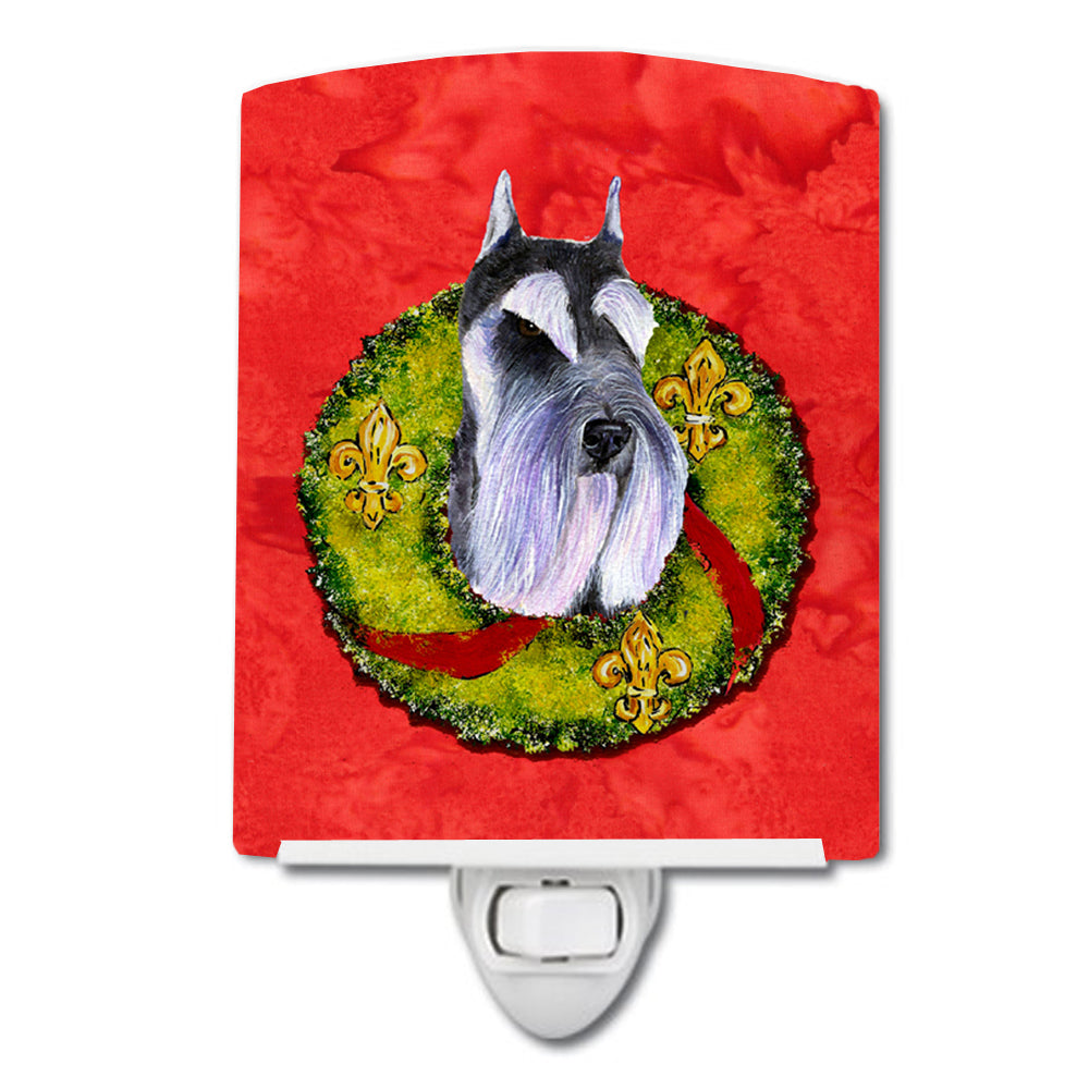 Schnauzer Cristmas Wreath Ceramic Night Light SS4167CNL - the-store.com