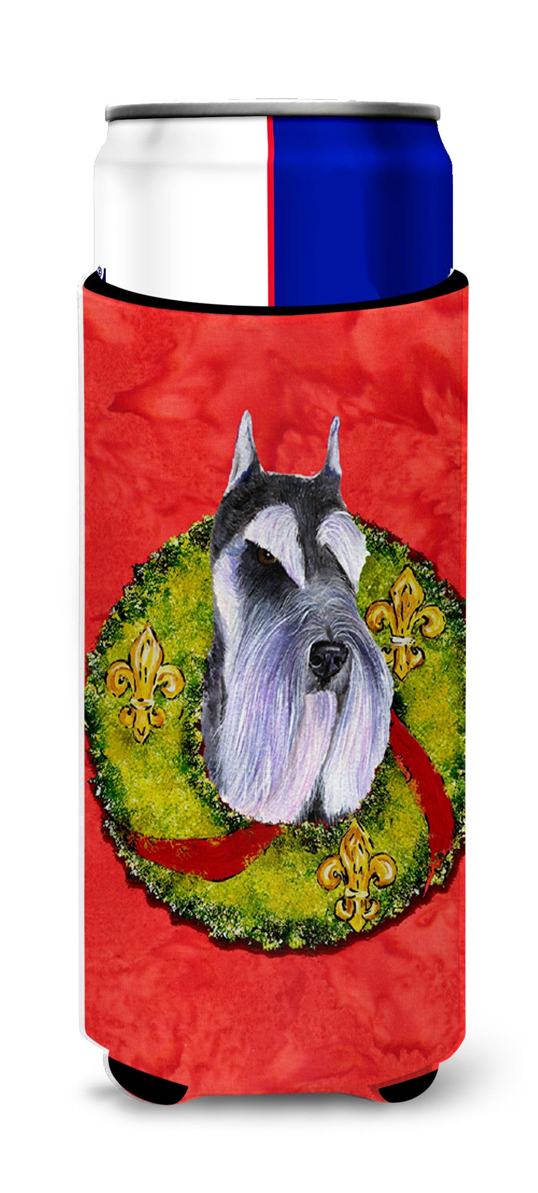 Schnauzer Cristmas Wreath Ultra Beverage Insulators for slim cans SS4167MUK.