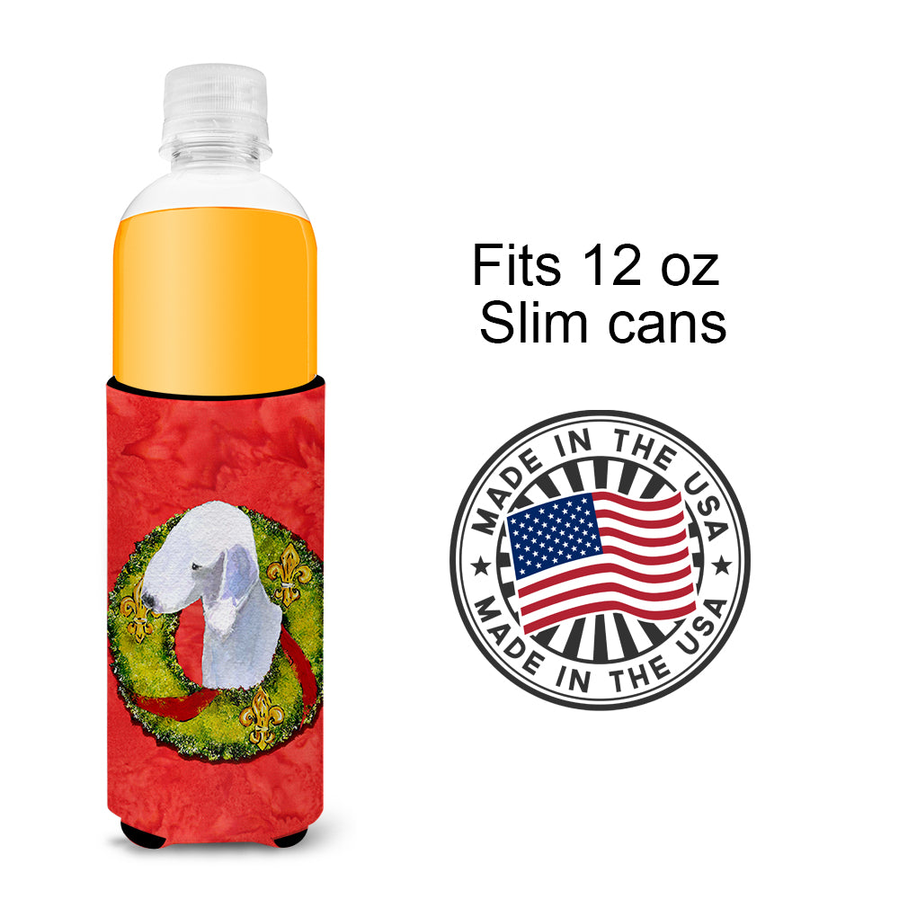Bedlington Terrier Cristmas Wreath Ultra Beverage Insulators for slim cans SS4173MUK.