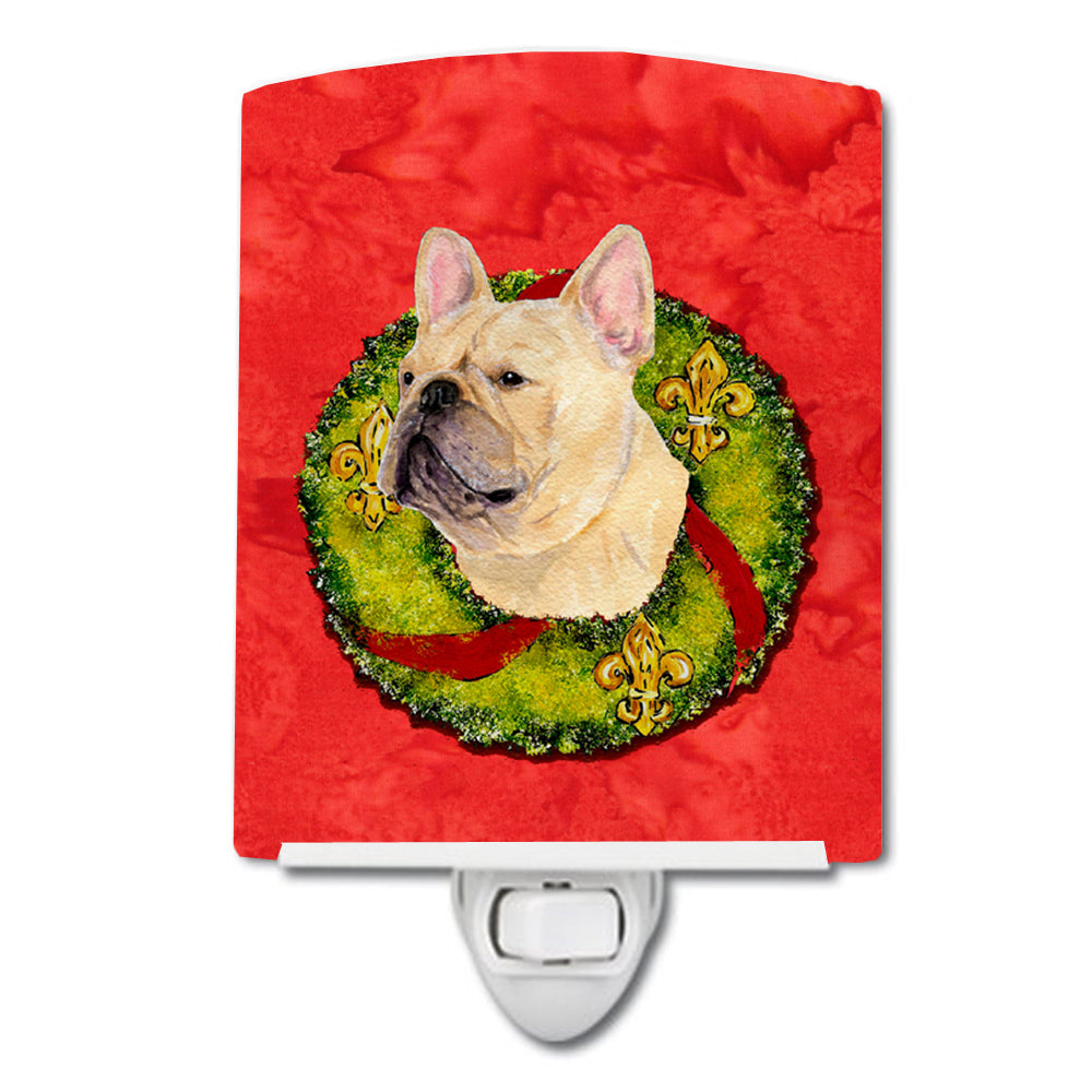 French Bulldog Cristmas Wreath Ceramic Night Light SS4175CNL - the-store.com