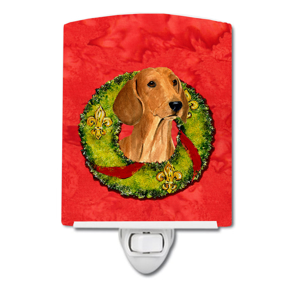 Dachshund Cristmas Wreath Ceramic Night Light SS4177CNL - the-store.com