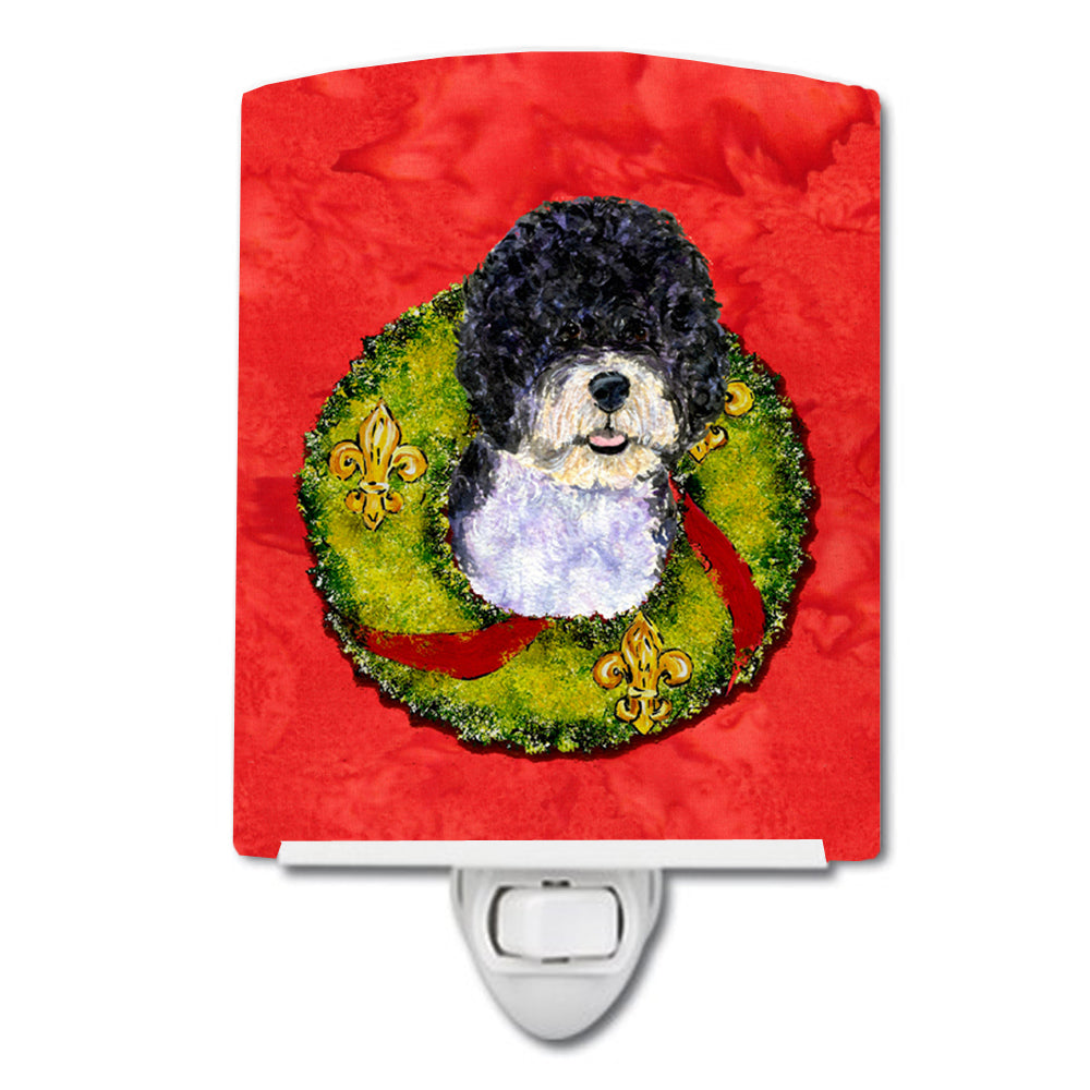 Portuguese Water Dog Cristmas Wreath Ceramic Night Light SS4180CNL - the-store.com