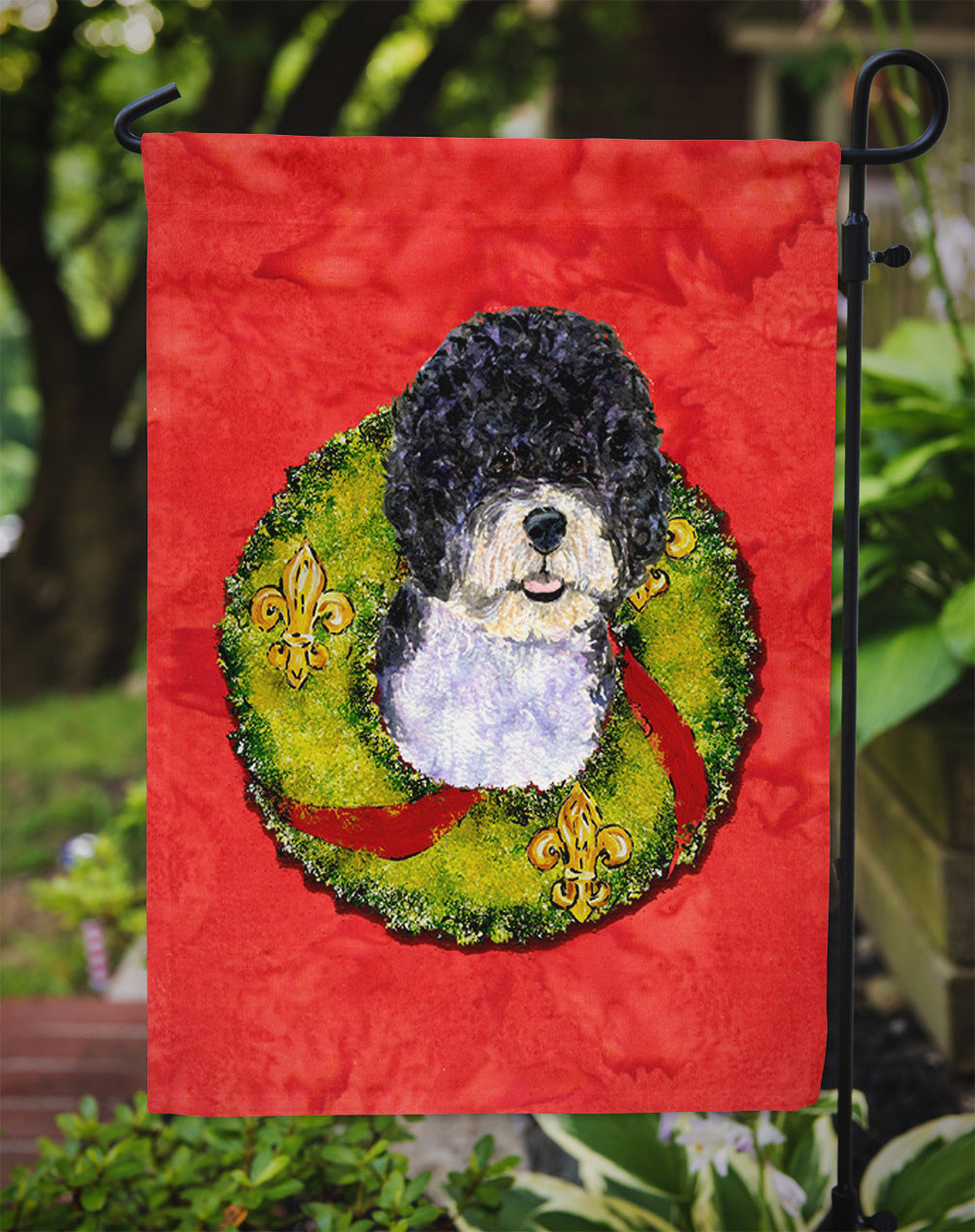 Portuguese Water Dog Flag Garden Size.