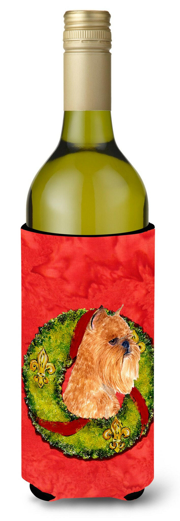 Brussels Griffon Cristmas Wreath Wine Bottle Beverage Insulator Beverage Insulator Hugger by Caroline's Treasures