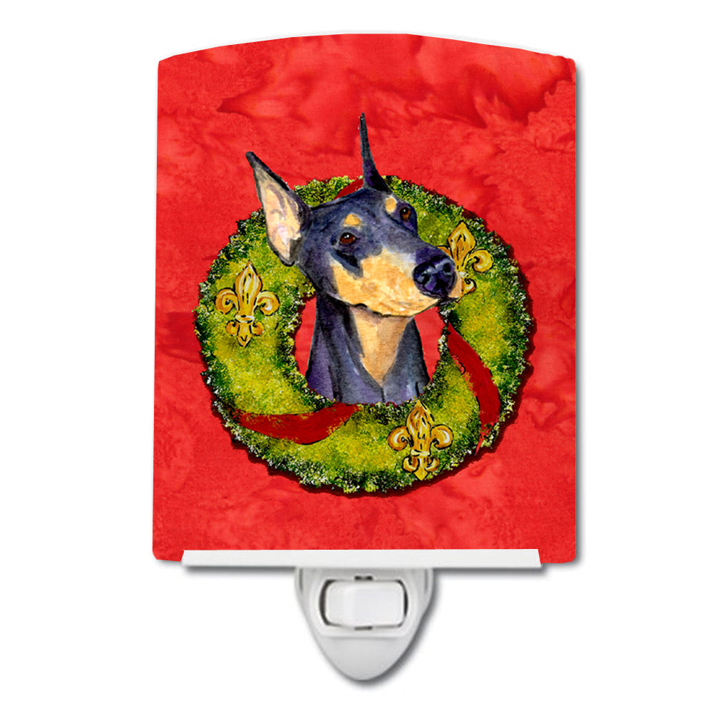 Doberman Cristmas Wreath Ceramic Night Light SS4184CNL - the-store.com