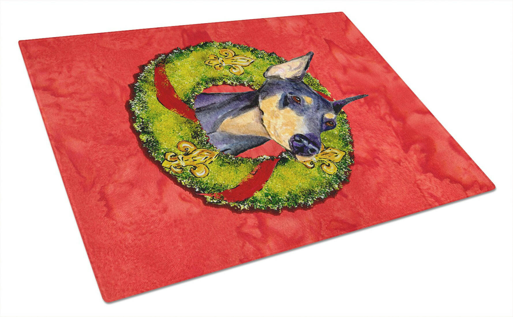 Doberman Glass Cutting Board Large by Caroline's Treasures