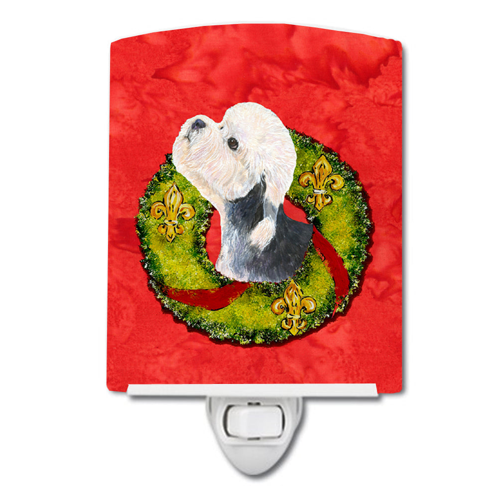 Dandie Dinmont Terrier Cristmas Wreath Ceramic Night Light SS4190CNL - the-store.com