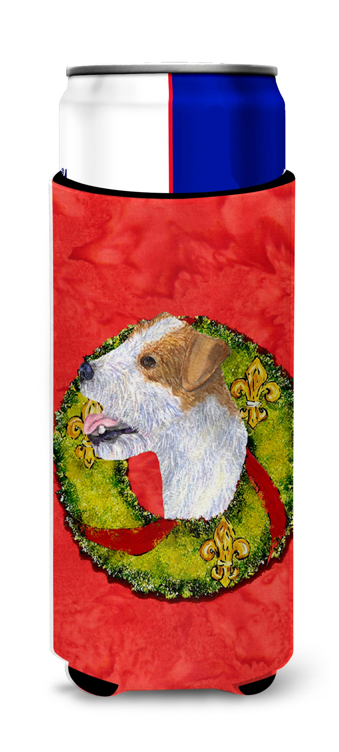 Jack Russell Terrier Cristmas Wreath Ultra Beverage Insulators for slim cans SS4191MUK.