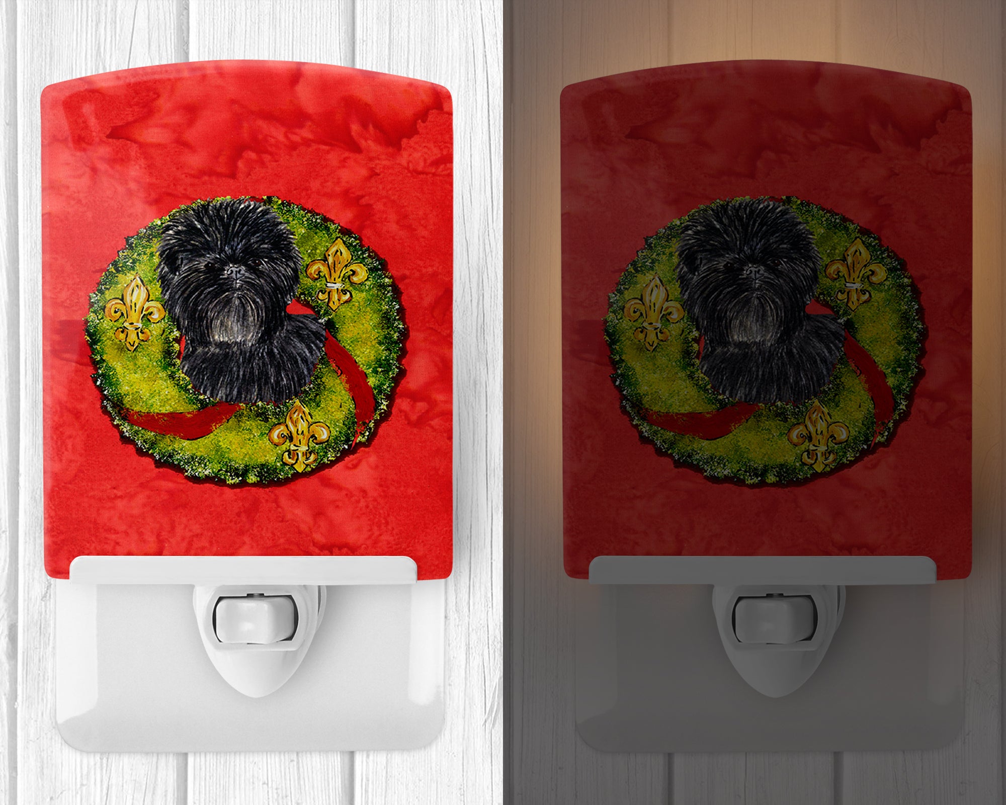 Affenpinscher Cristmas Wreath Ceramic Night Light SS4198CNL - the-store.com