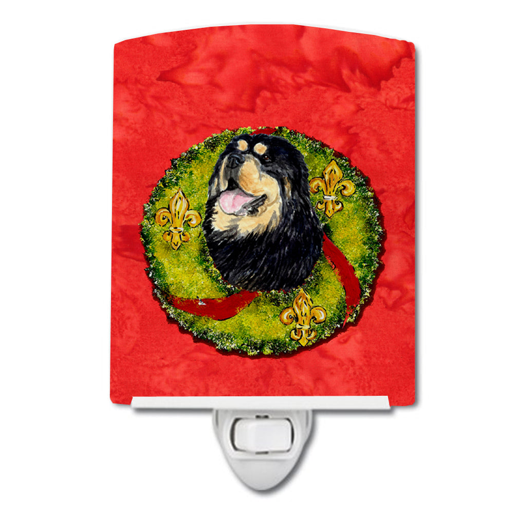 Tibetan Mastiff Cristmas Wreath Ceramic Night Light SS4199CNL - the-store.com