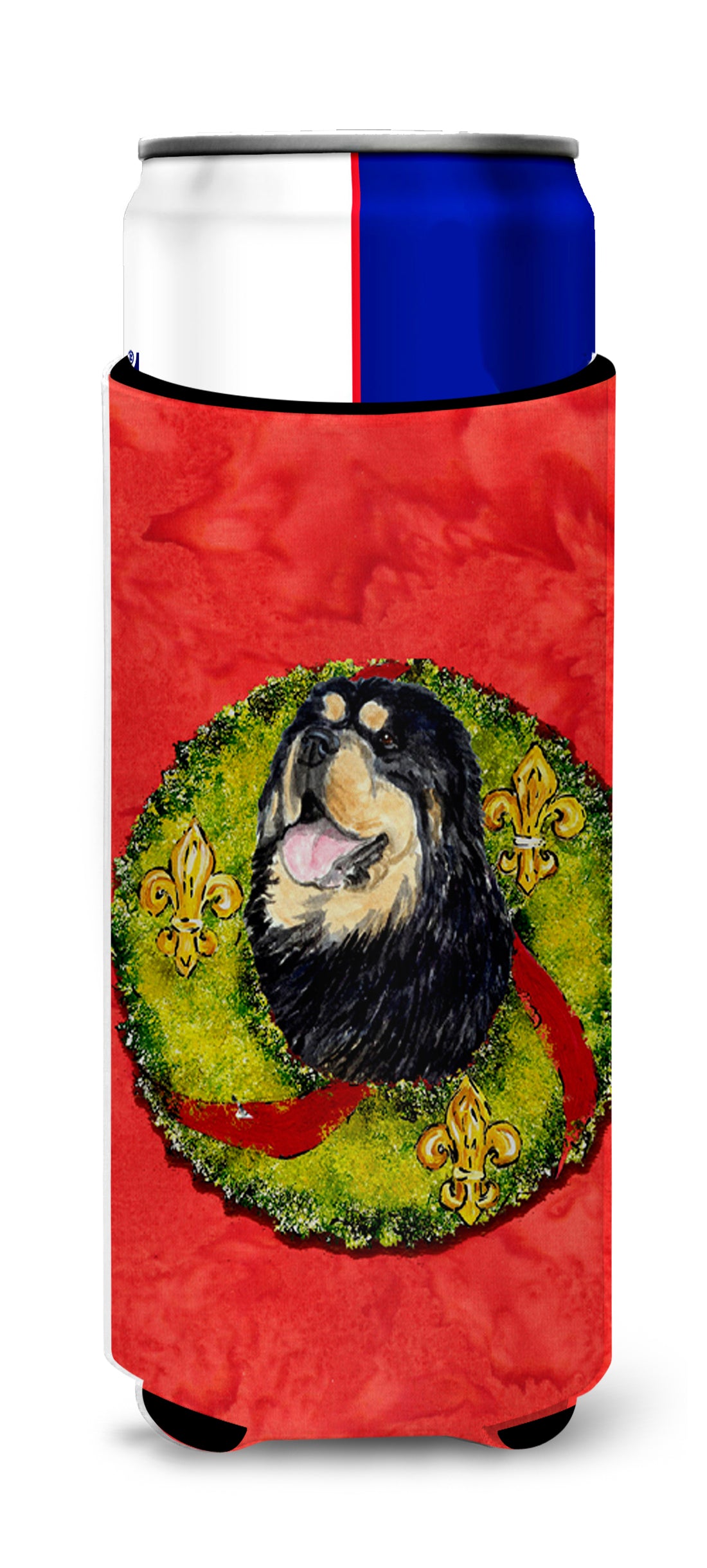 Tibetan Mastiff Cristmas Wreath Ultra Beverage Insulators for slim cans SS4199MUK.