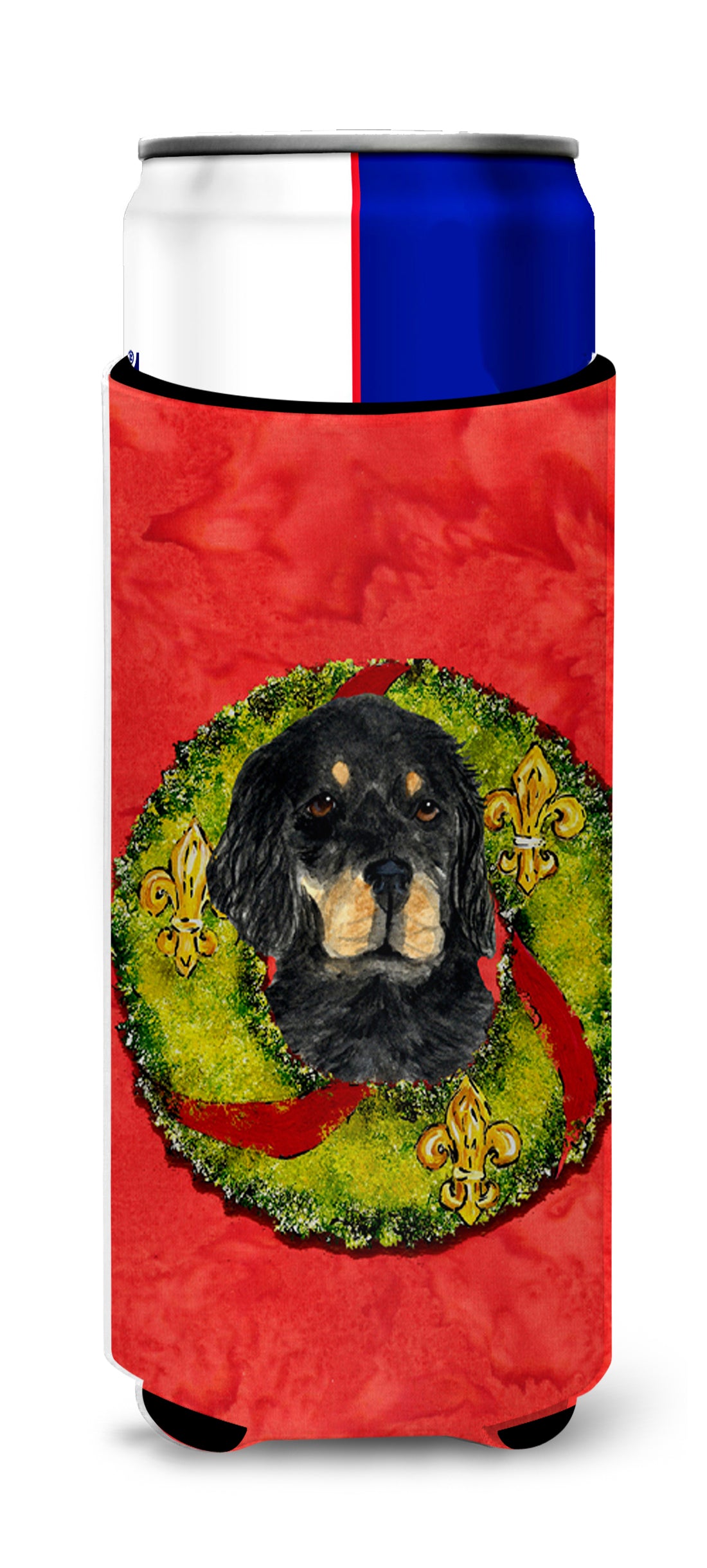 Gordon Setter Cristmas Wreath Ultra Beverage Insulators for slim cans SS4202MUK.