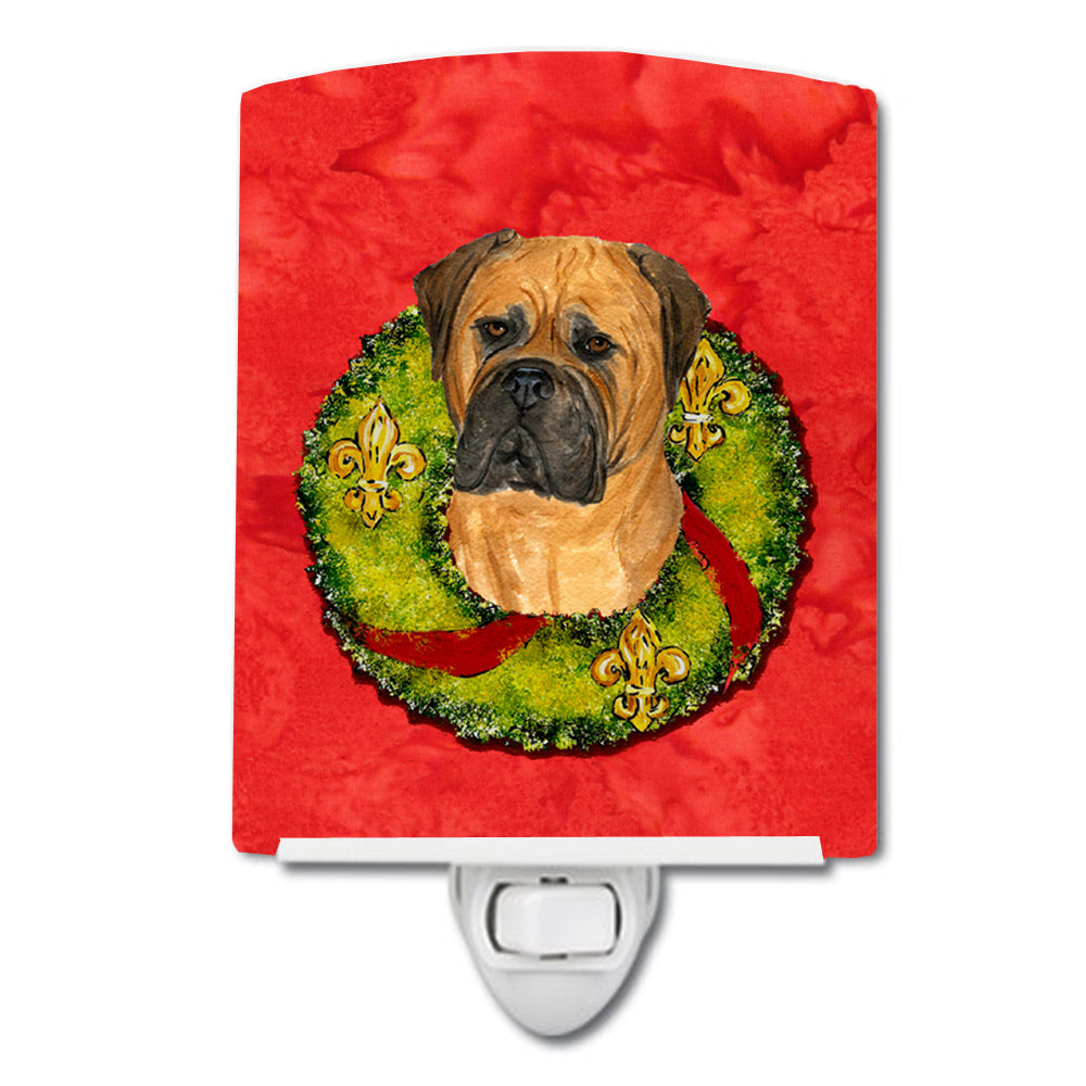 Bullmastiff Cristmas Wreath Ceramic Night Light SS4204CNL - the-store.com