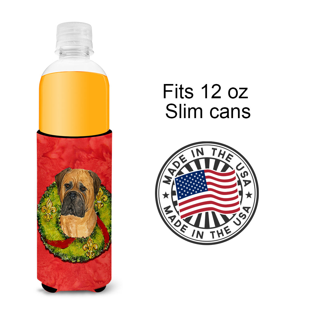 Bullmastiff Cristmas Wreath Ultra Beverage Insulators for slim cans SS4204MUK.