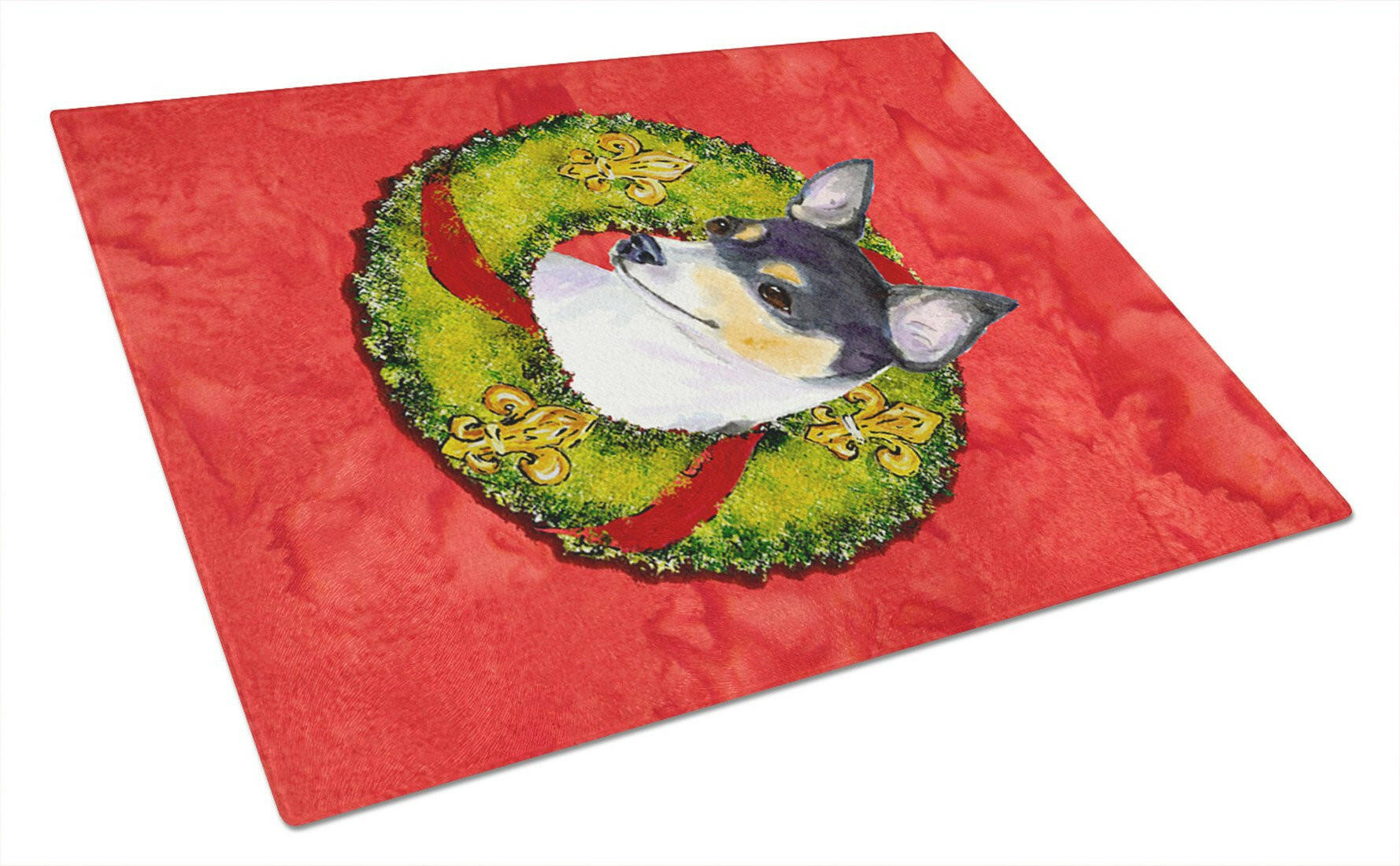 Fox Terrier Glass Cutting Board Large by Caroline's Treasures