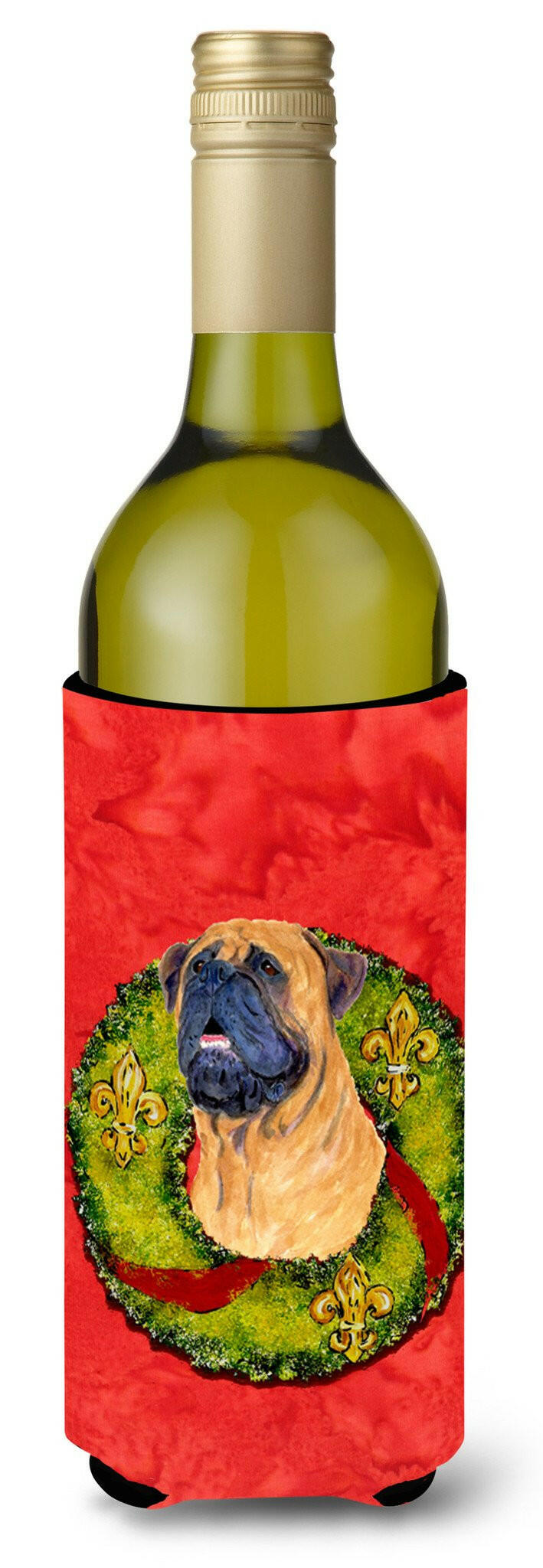 Bullmastiff Cristmas Wreath Wine Bottle Beverage Insulator Beverage Insulator Hugger SS4207LITERK by Caroline&#39;s Treasures