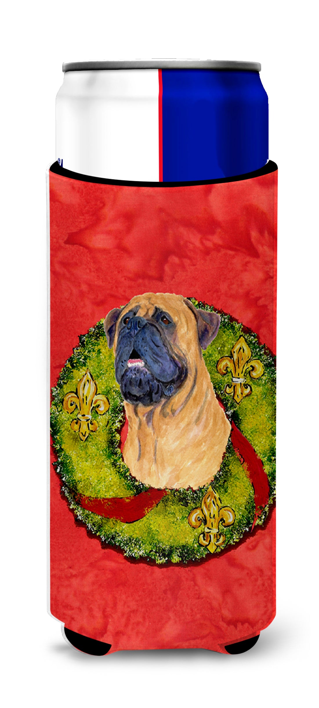 Bullmastiff Cristmas Wreath Ultra Beverage Insulators for slim cans SS4207MUK.