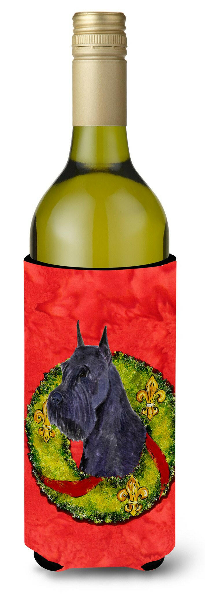 Schnauzer Cristmas Wreath Wine Bottle Beverage Insulator Beverage Insulator Hugger SS4210LITERK by Caroline&#39;s Treasures