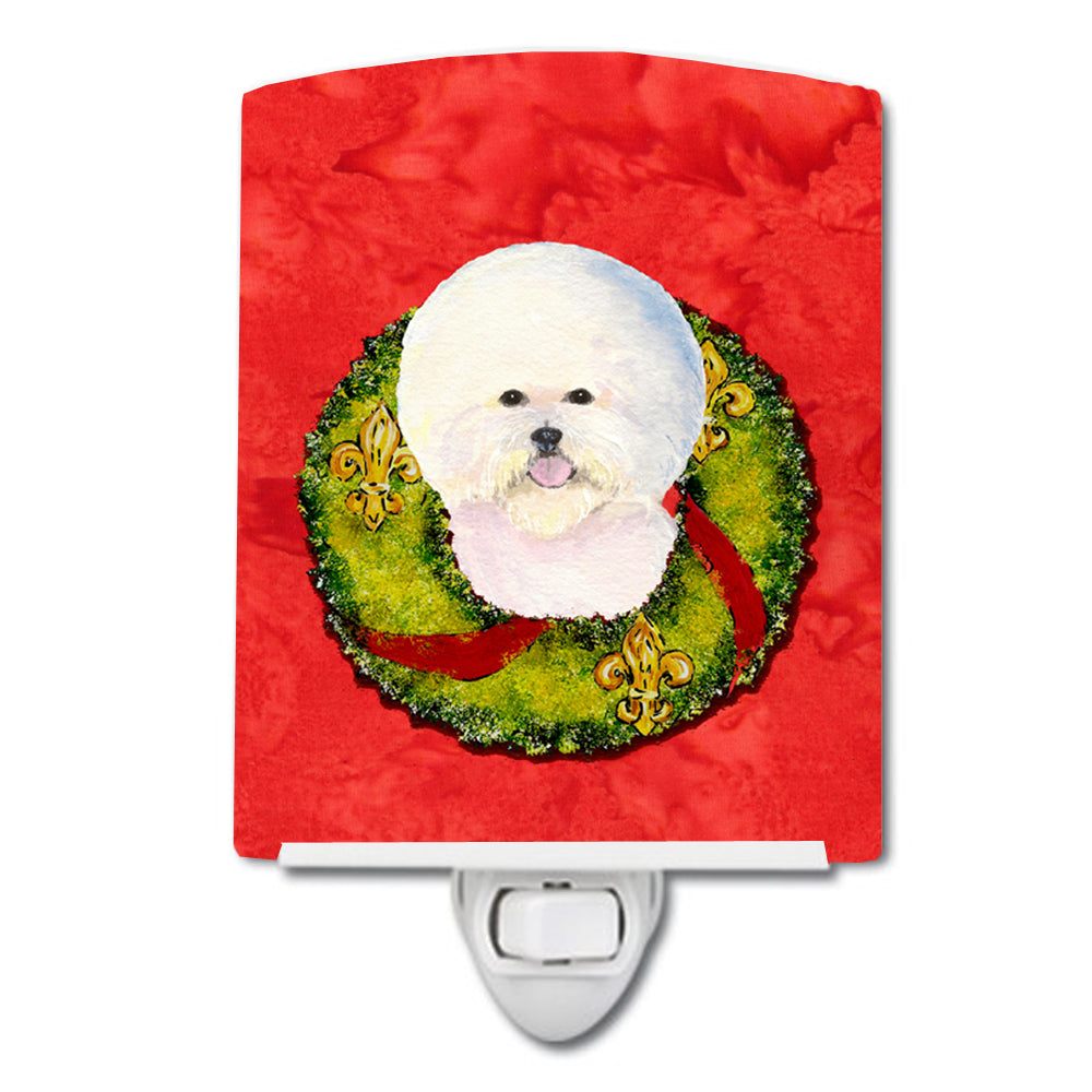 Bichon Frise Cristmas Wreath Ceramic Night Light SS4213CNL - the-store.com