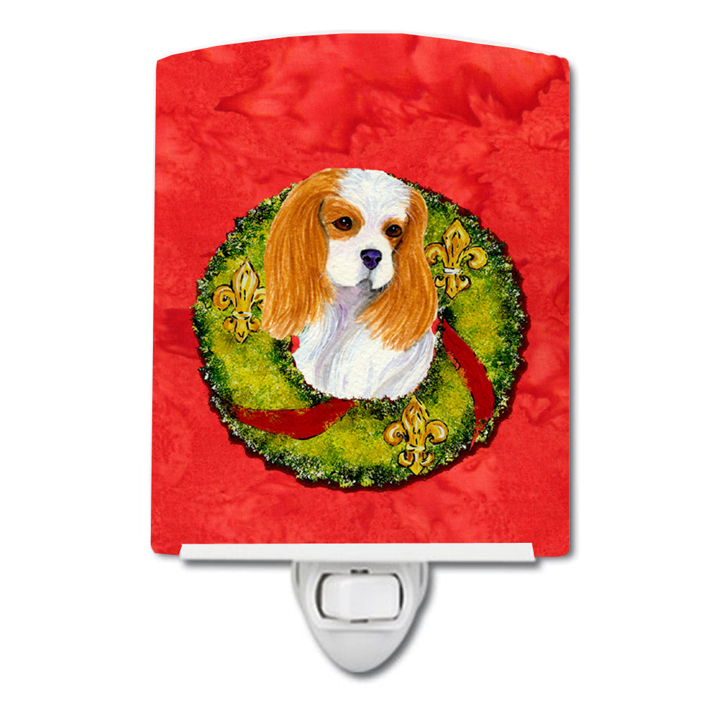 Cavalier Spaniel Cristmas Wreath Ceramic Night Light SS4214CNL - the-store.com