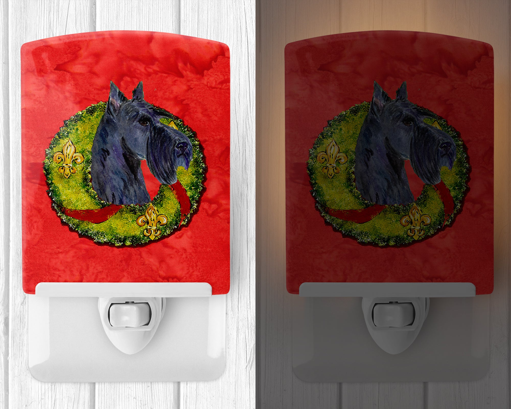 Scottish Terrier Cristmas Wreath Ceramic Night Light SS4216CNL - the-store.com