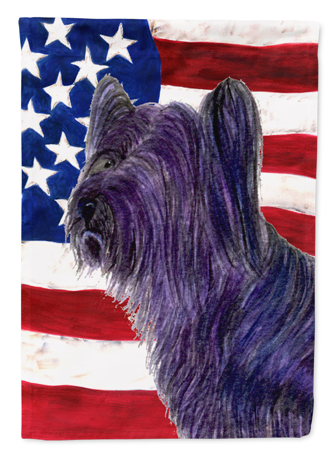 USA American Flag with Skye Terrier Flag Garden Size.