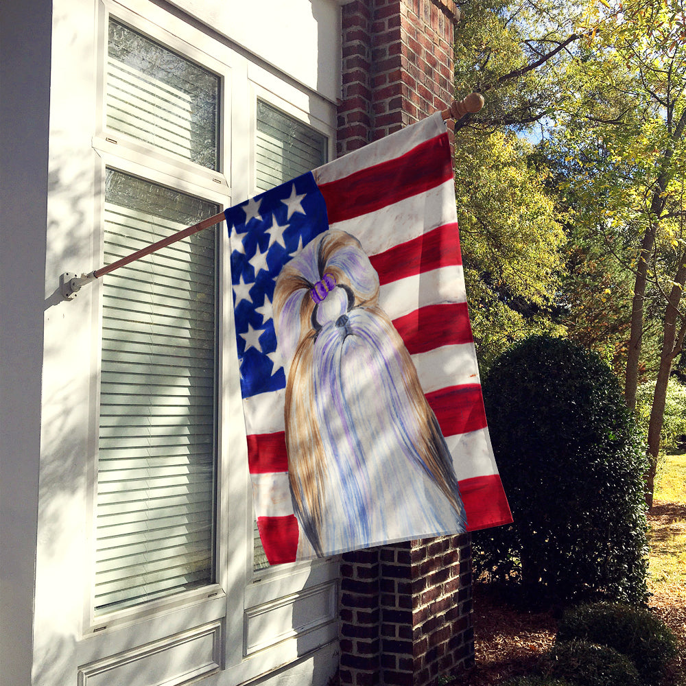 USA American Flag with Shih Tzu Flag Canvas House Size  the-store.com.