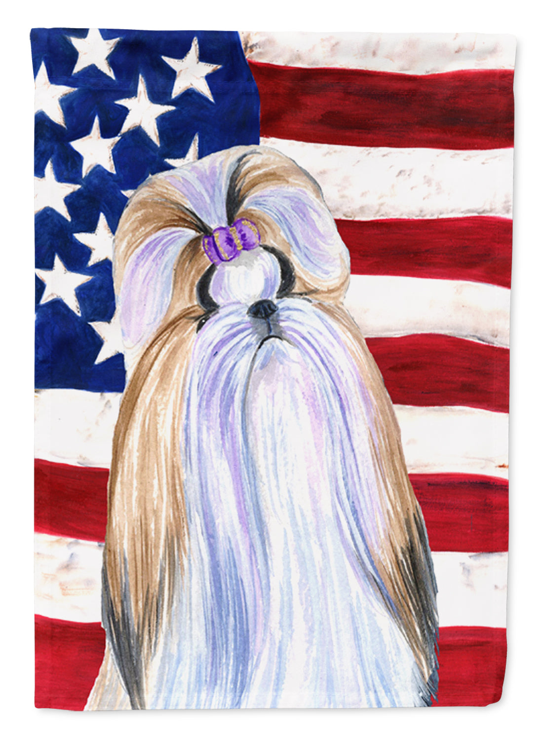 USA American Flag with Shih Tzu Flag Canvas House Size  the-store.com.