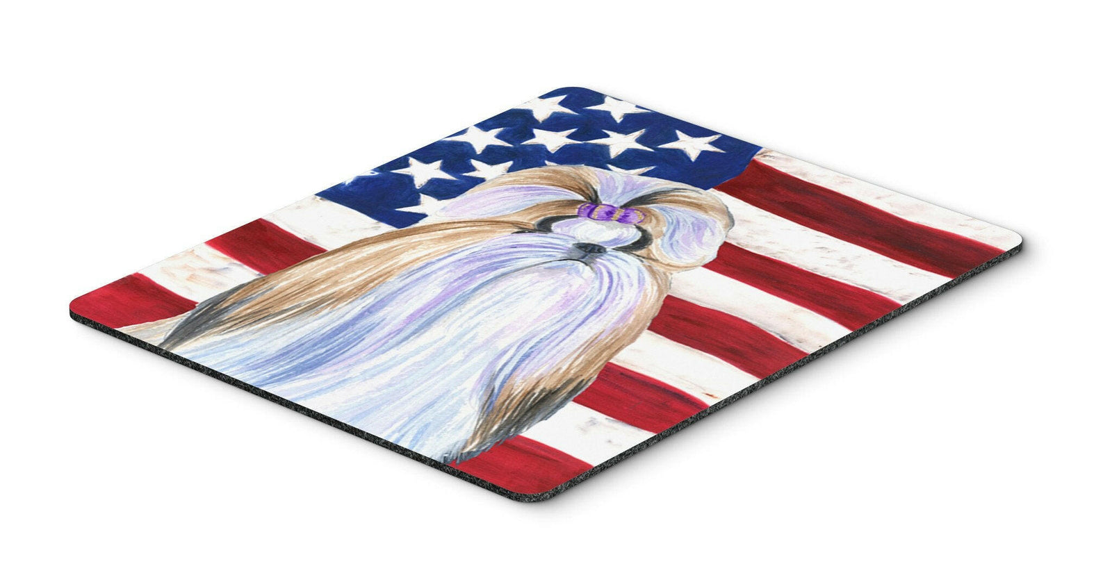 USA American Flag with Shih Tzu Mouse Pad, Hot Pad or Trivet by Caroline's Treasures