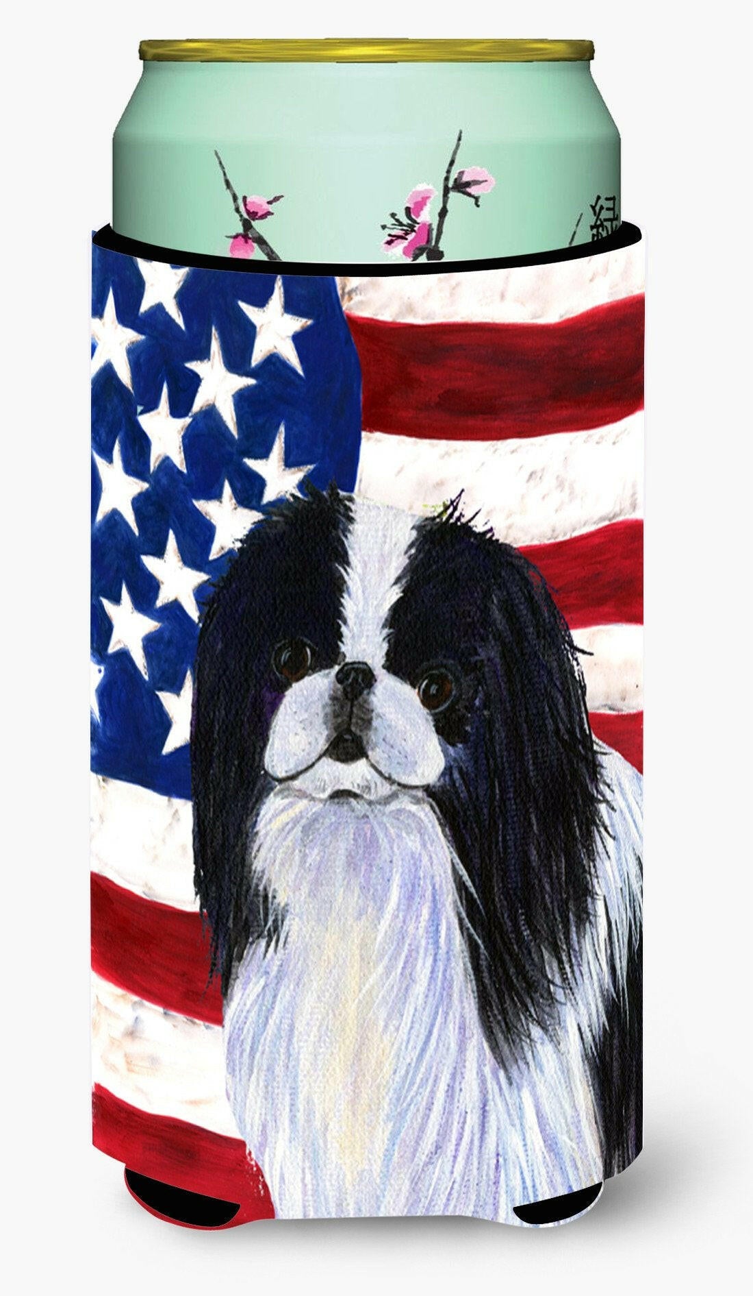 USA American Flag with Japanese Chin  Tall Boy Beverage Insulator Beverage Insulator Hugger by Caroline's Treasures