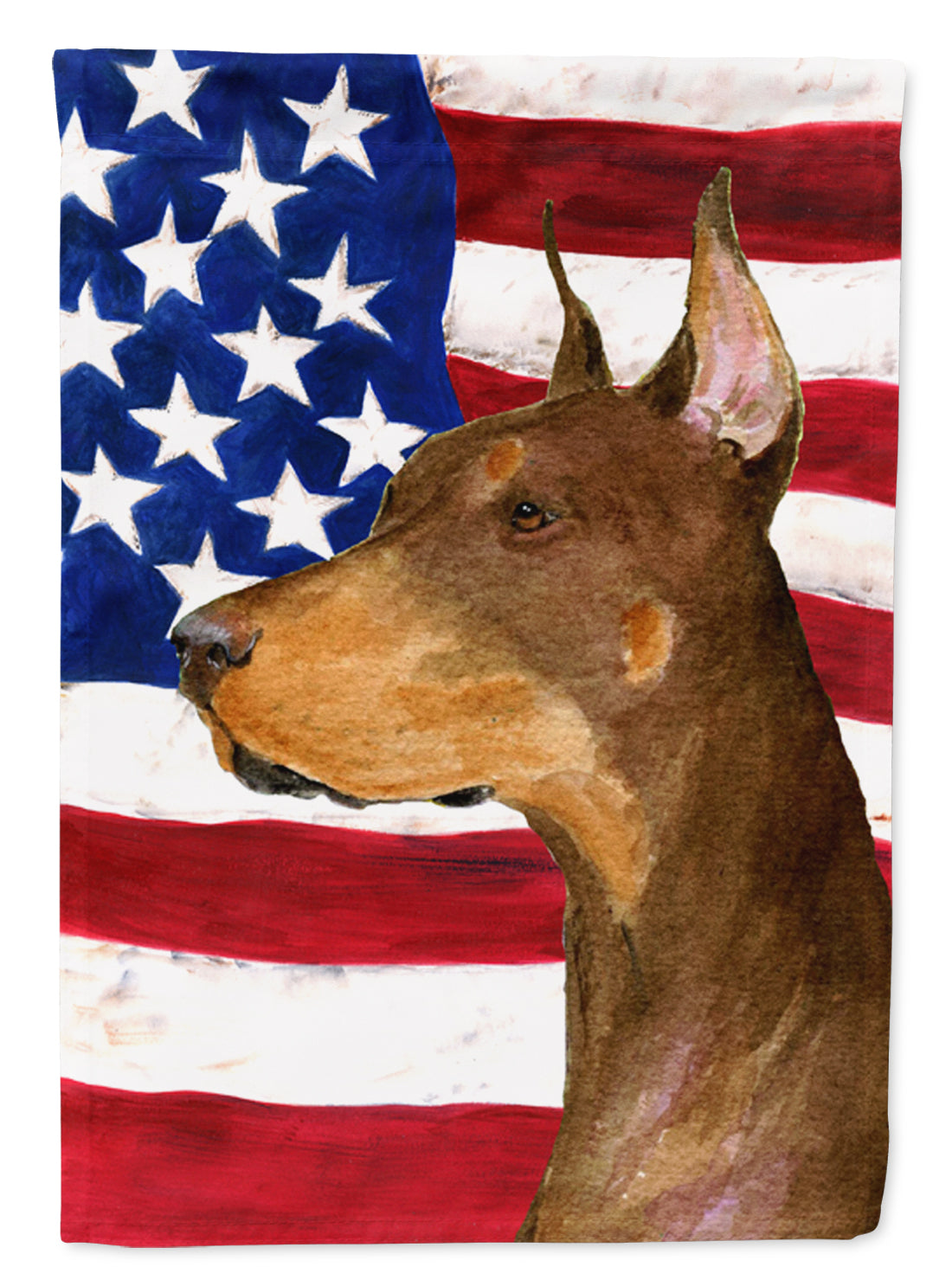 USA American Flag with Doberman Flag Canvas House Size  the-store.com.