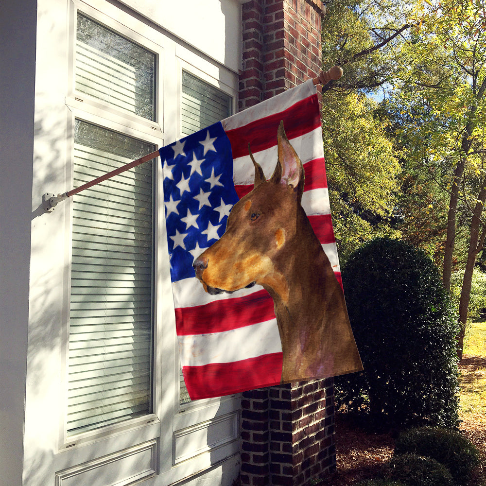 USA American Flag with Doberman Flag Canvas House Size  the-store.com.