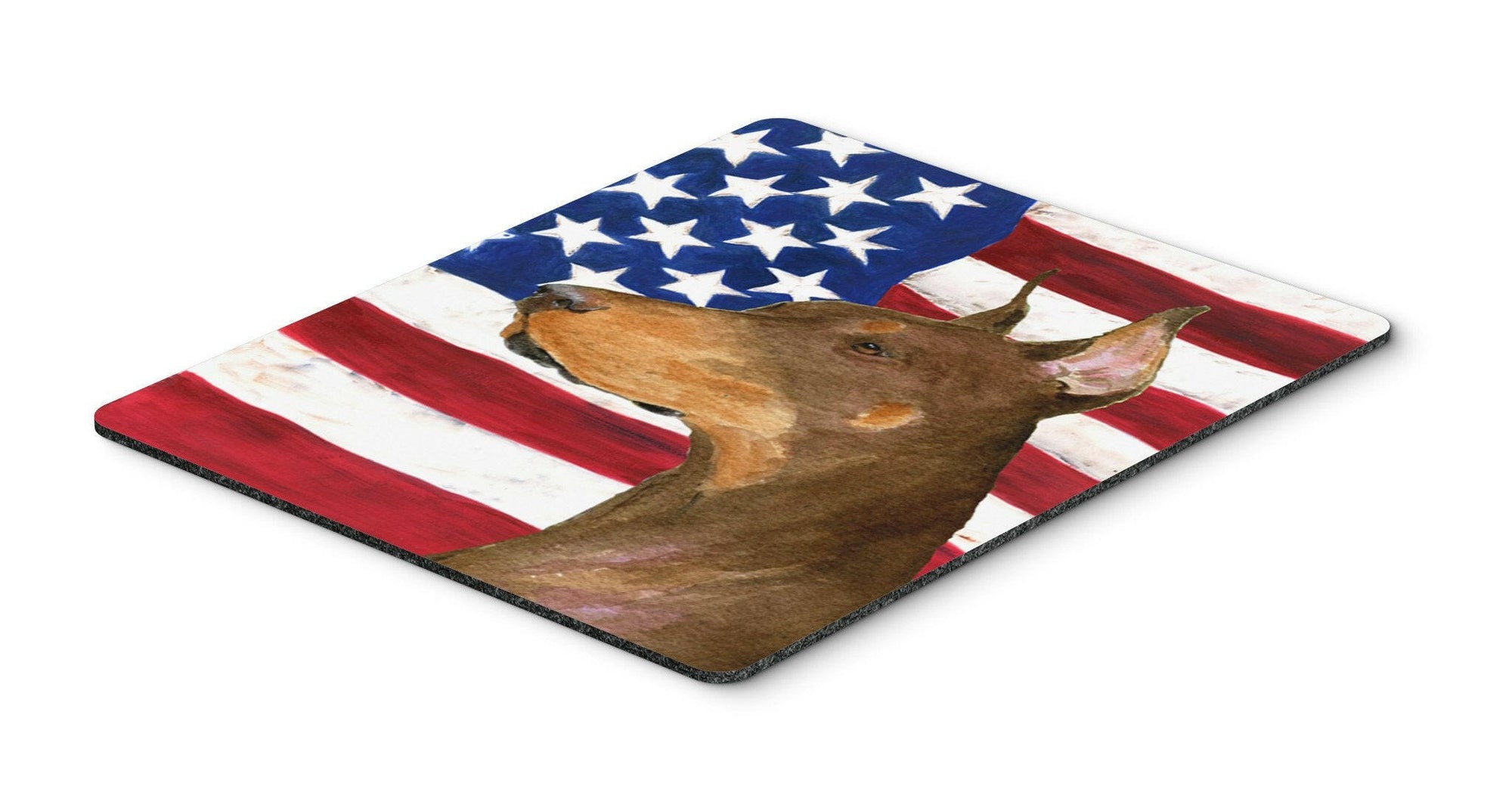 USA American Flag with Doberman Mouse Pad, Hot Pad or Trivet by Caroline's Treasures