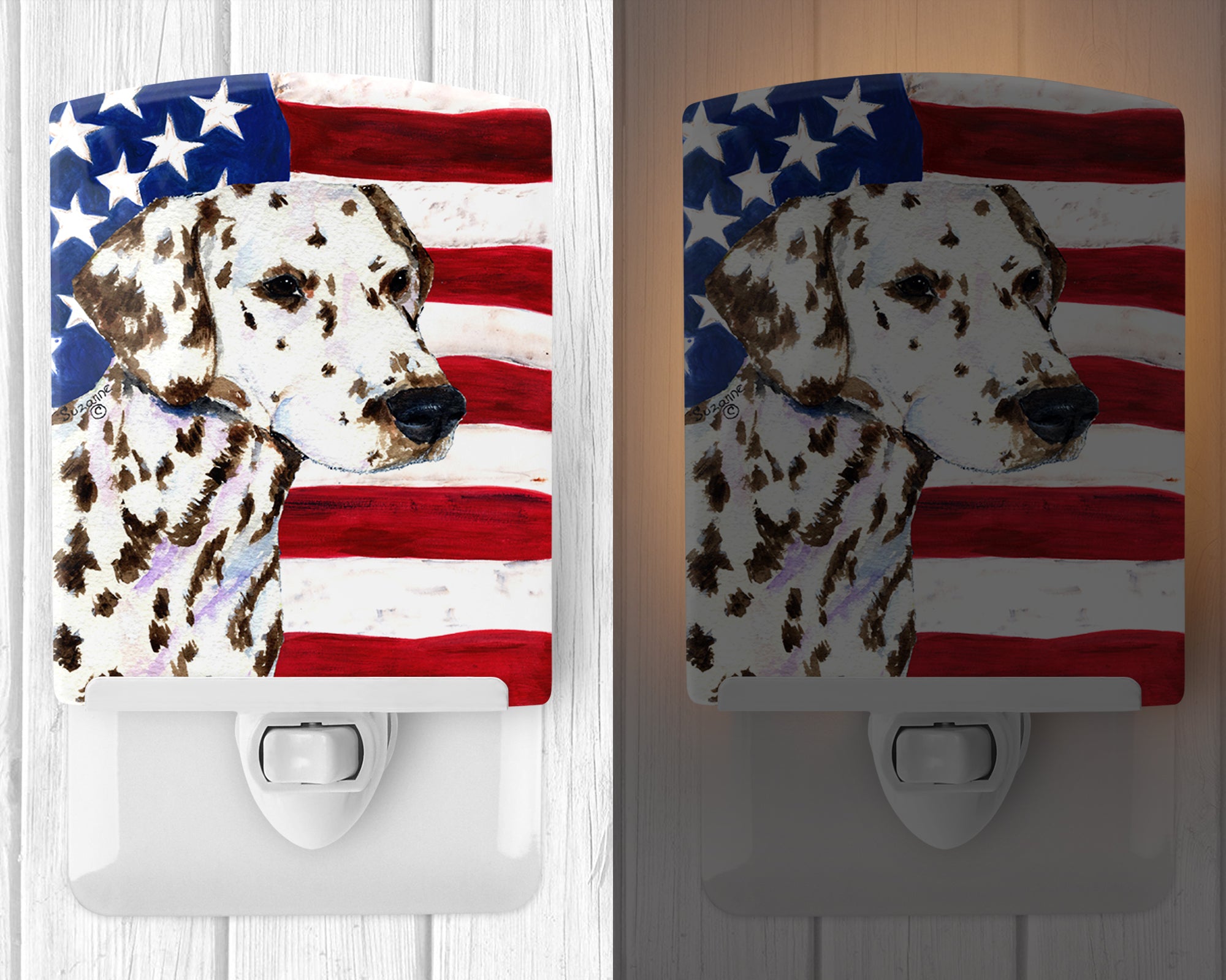 USA American Flag with Dalmatian Ceramic Night Light SS4225CNL - the-store.com