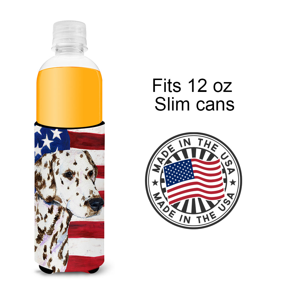 USA American Flag with Dalmatian Ultra Beverage Insulators for slim cans SS4225MUK.