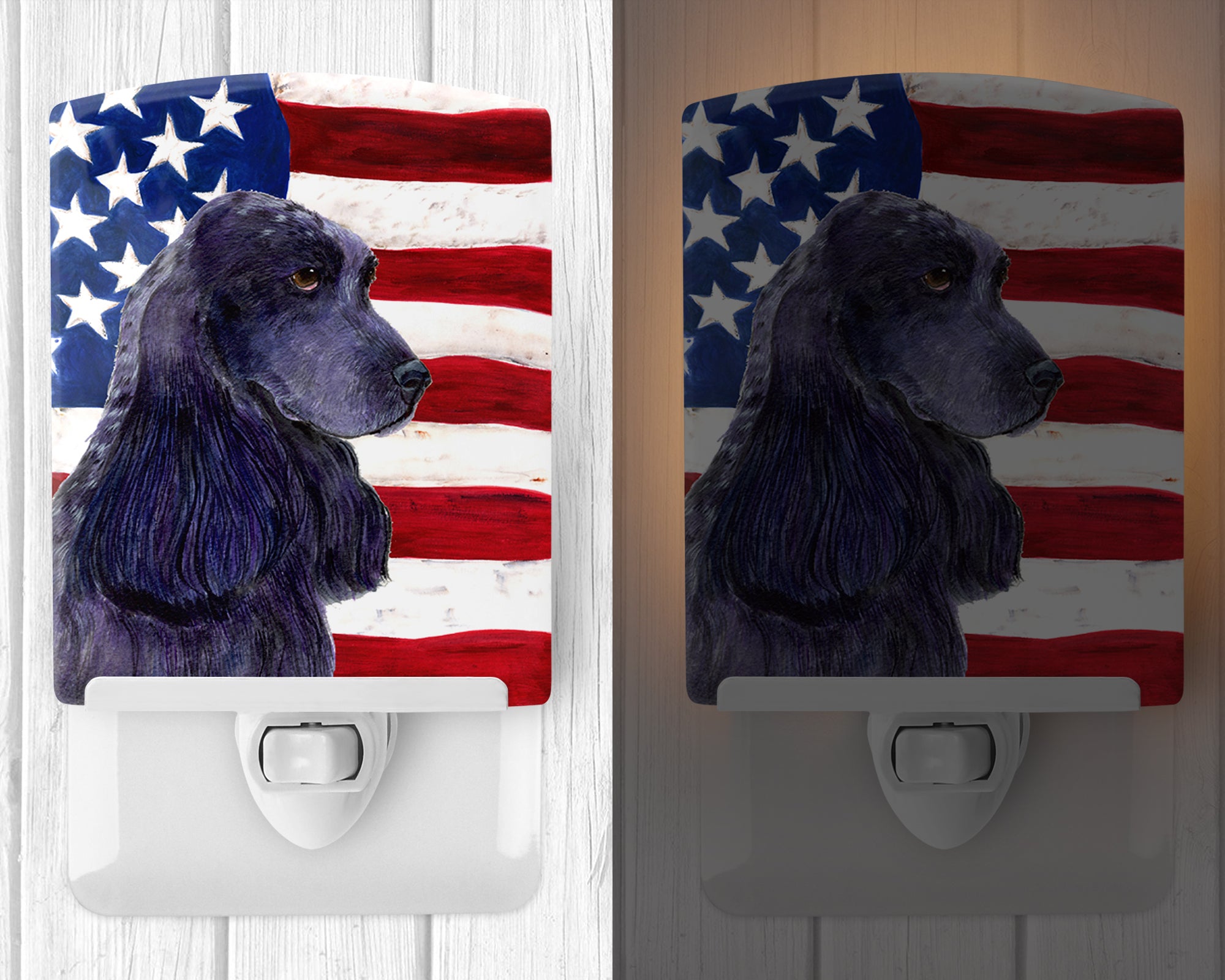 USA American Flag with Cocker Spaniel Ceramic Night Light SS4227CNL - the-store.com