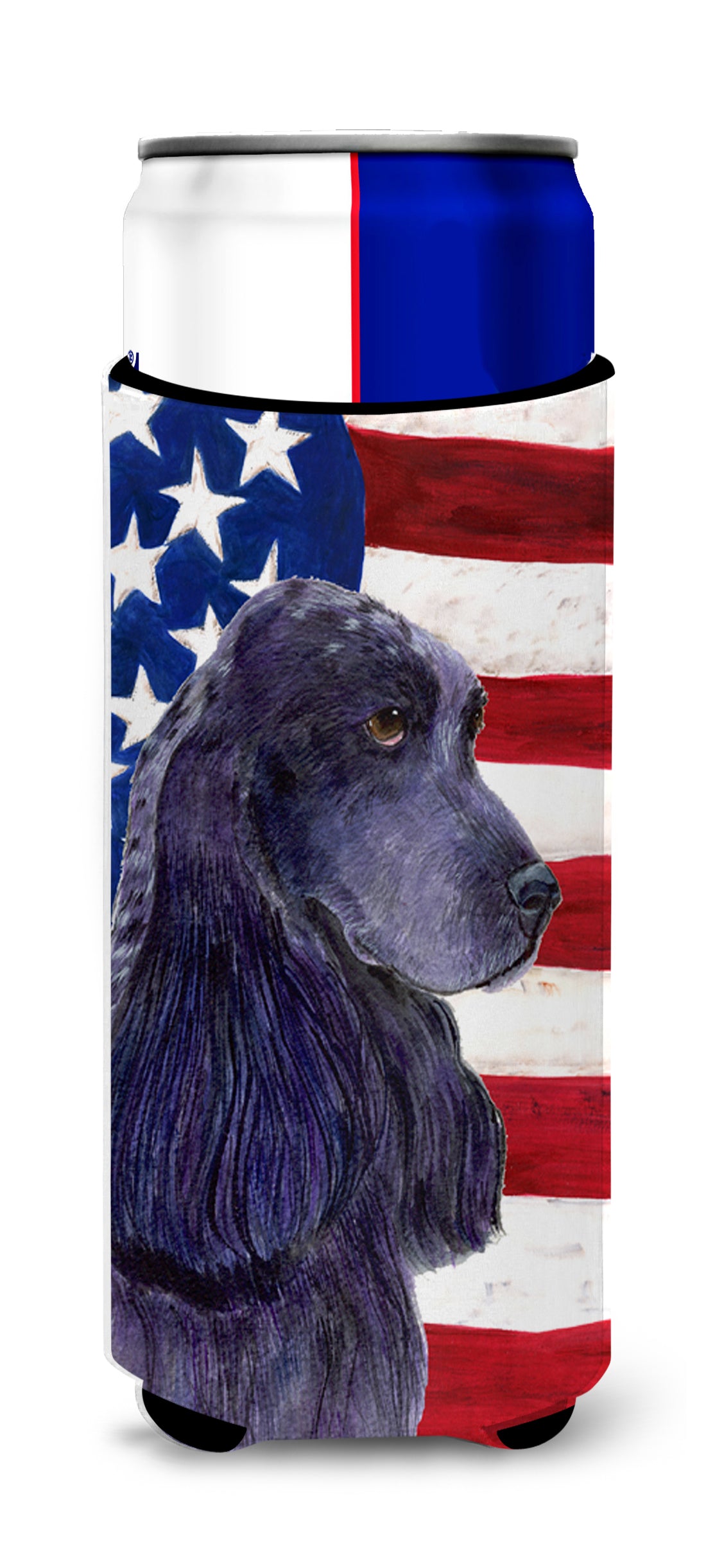 USA American Flag with Cocker Spaniel Ultra Beverage Insulators for slim cans SS4227MUK.