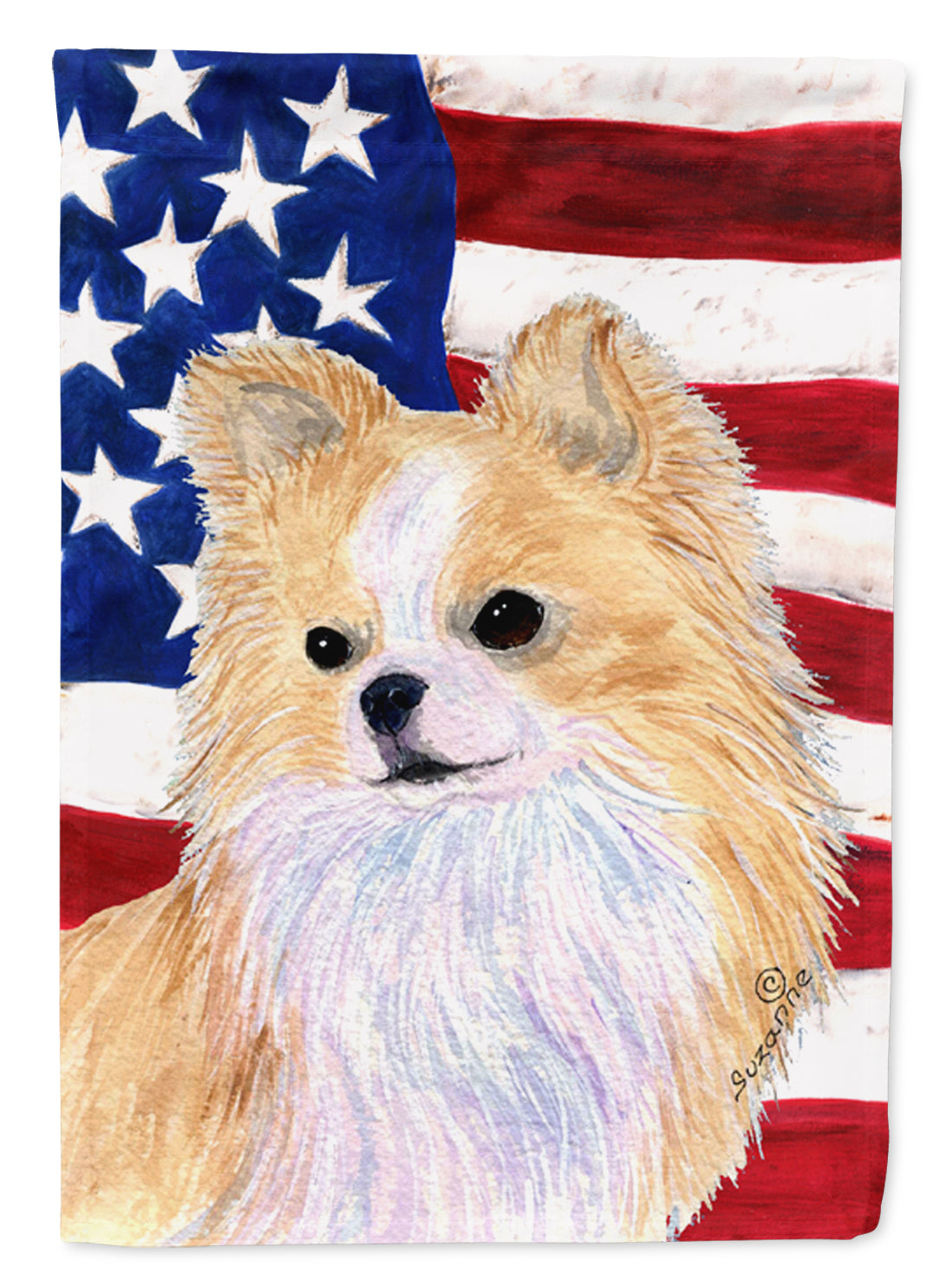 USA American Flag with Chihuahua Flag Canvas House Size  the-store.com.