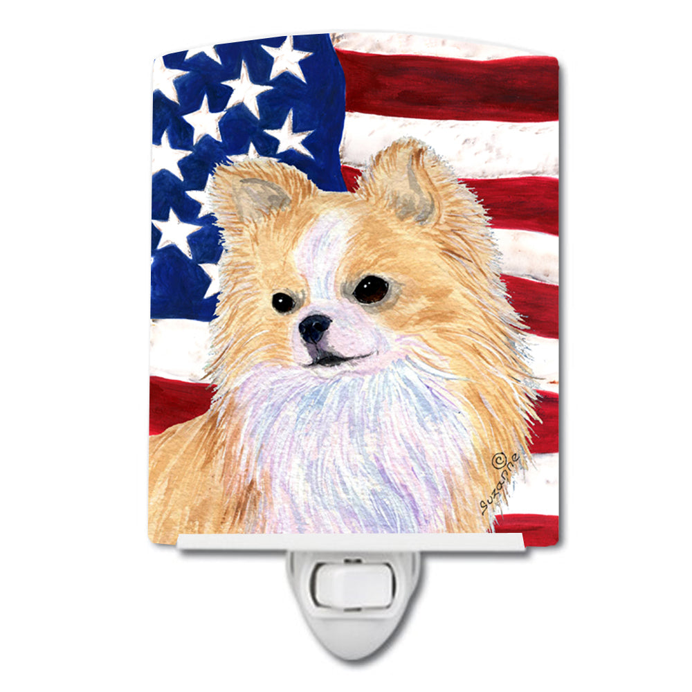 USA American Flag with Chihuahua Ceramic Night Light SS4229CNL - the-store.com