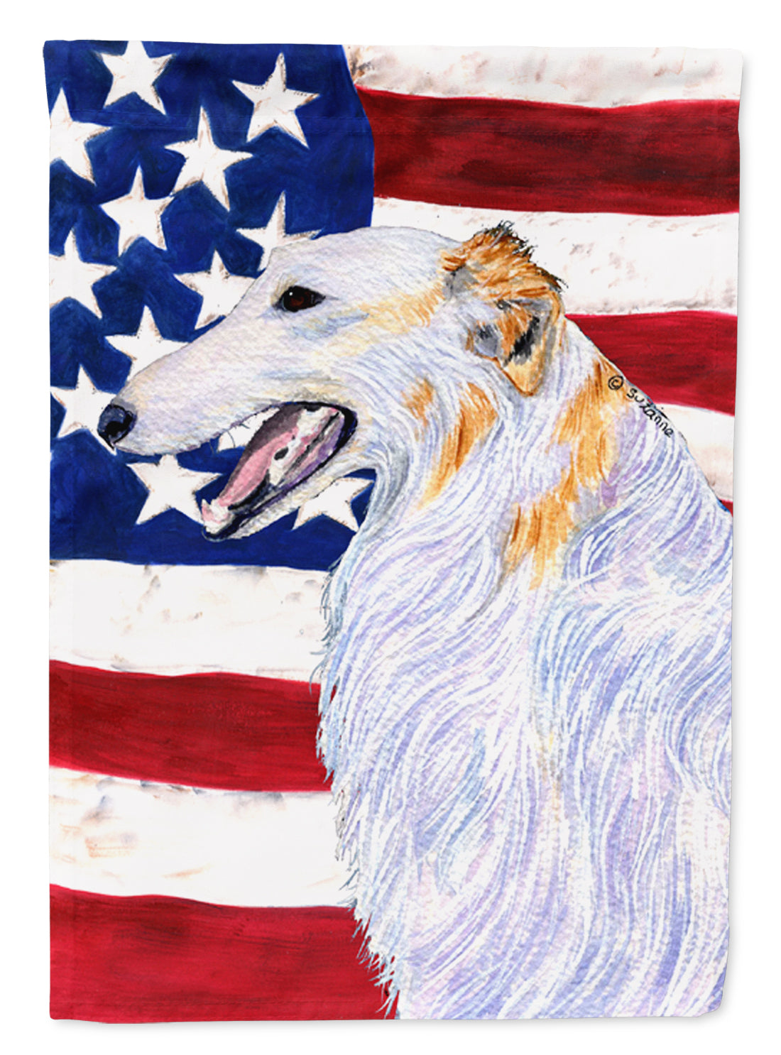 USA American Flag with Borzoi Flag Canvas House Size  the-store.com.