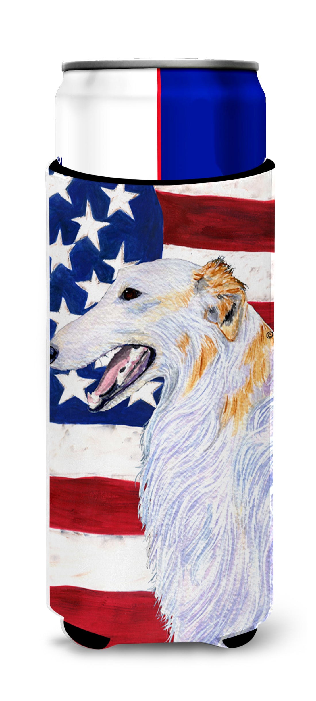 USA American Flag with Borzoi Ultra Beverage Insulators for slim cans SS4231MUK.