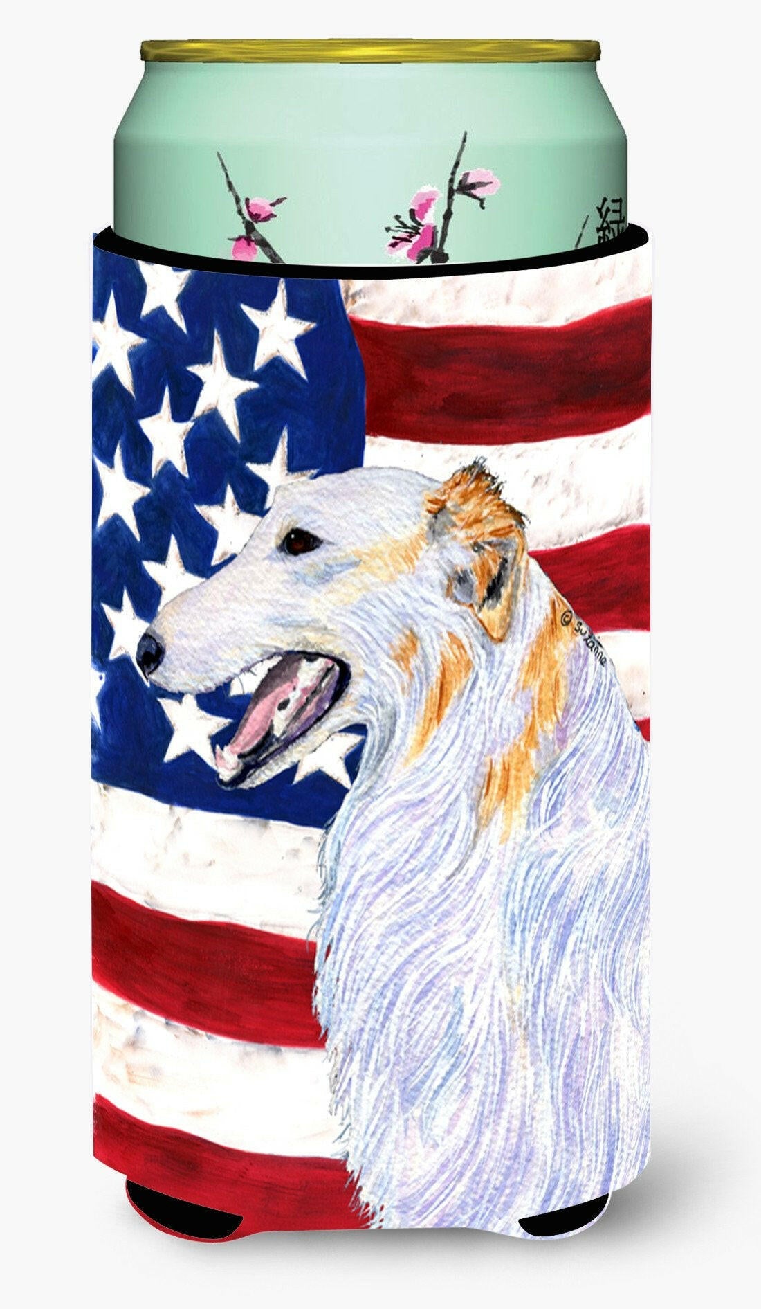 USA American Flag with Borzoi  Tall Boy Beverage Insulator Beverage Insulator Hugger by Caroline's Treasures