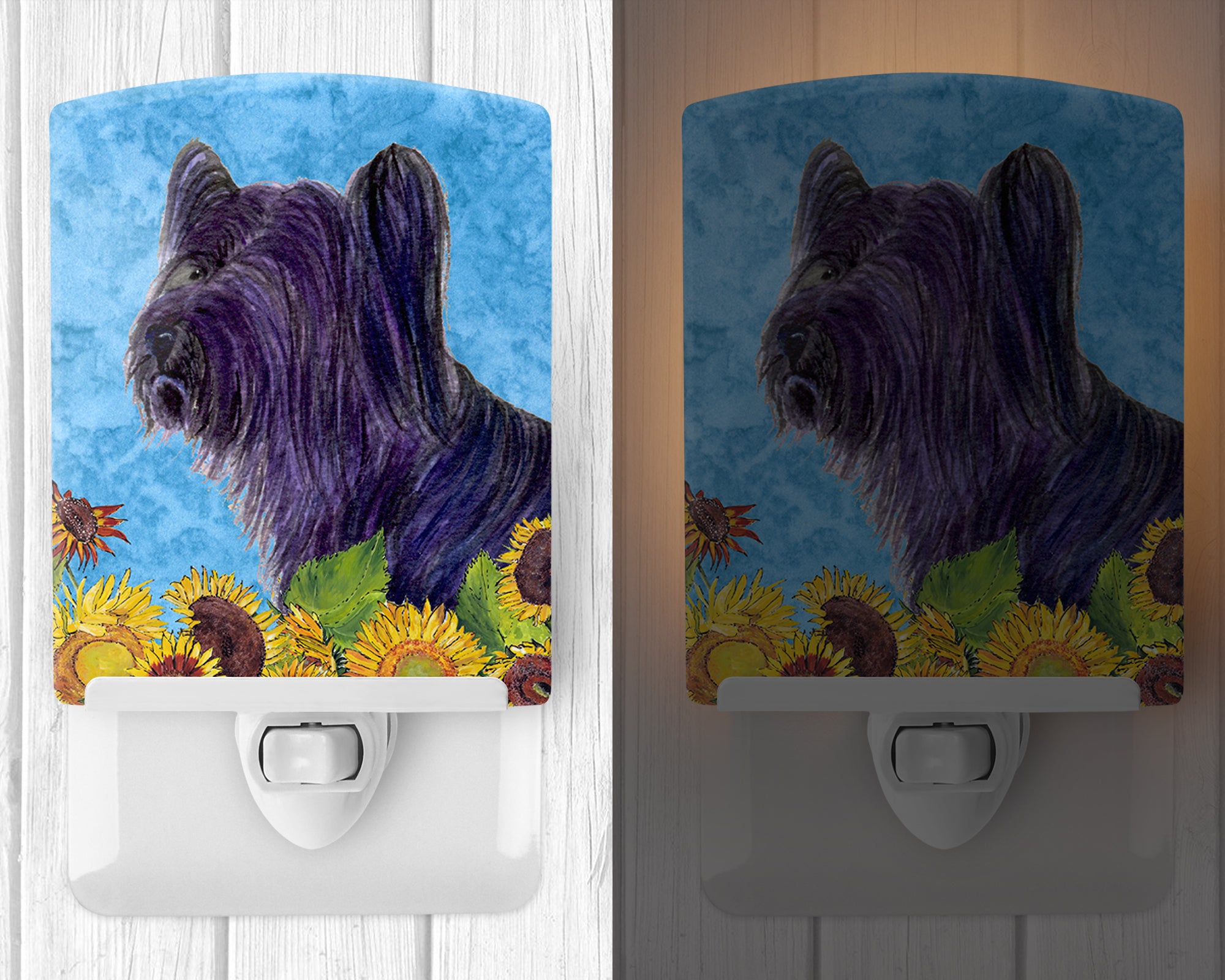 Skye Terrier in Summer Flowers Ceramic Night Light SS4232CNL - the-store.com